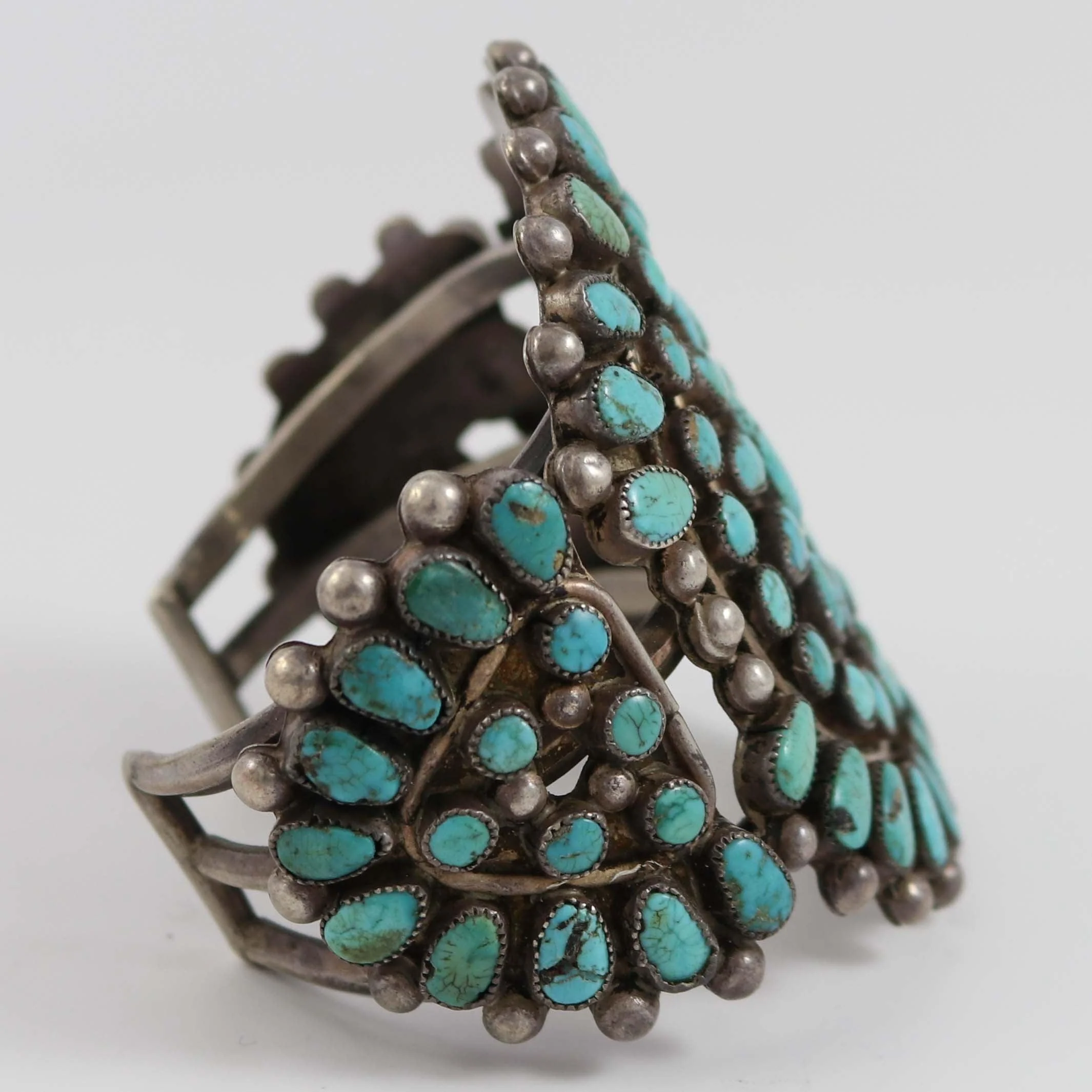 1930s Turquoise Cluster Cuff - Image 4
