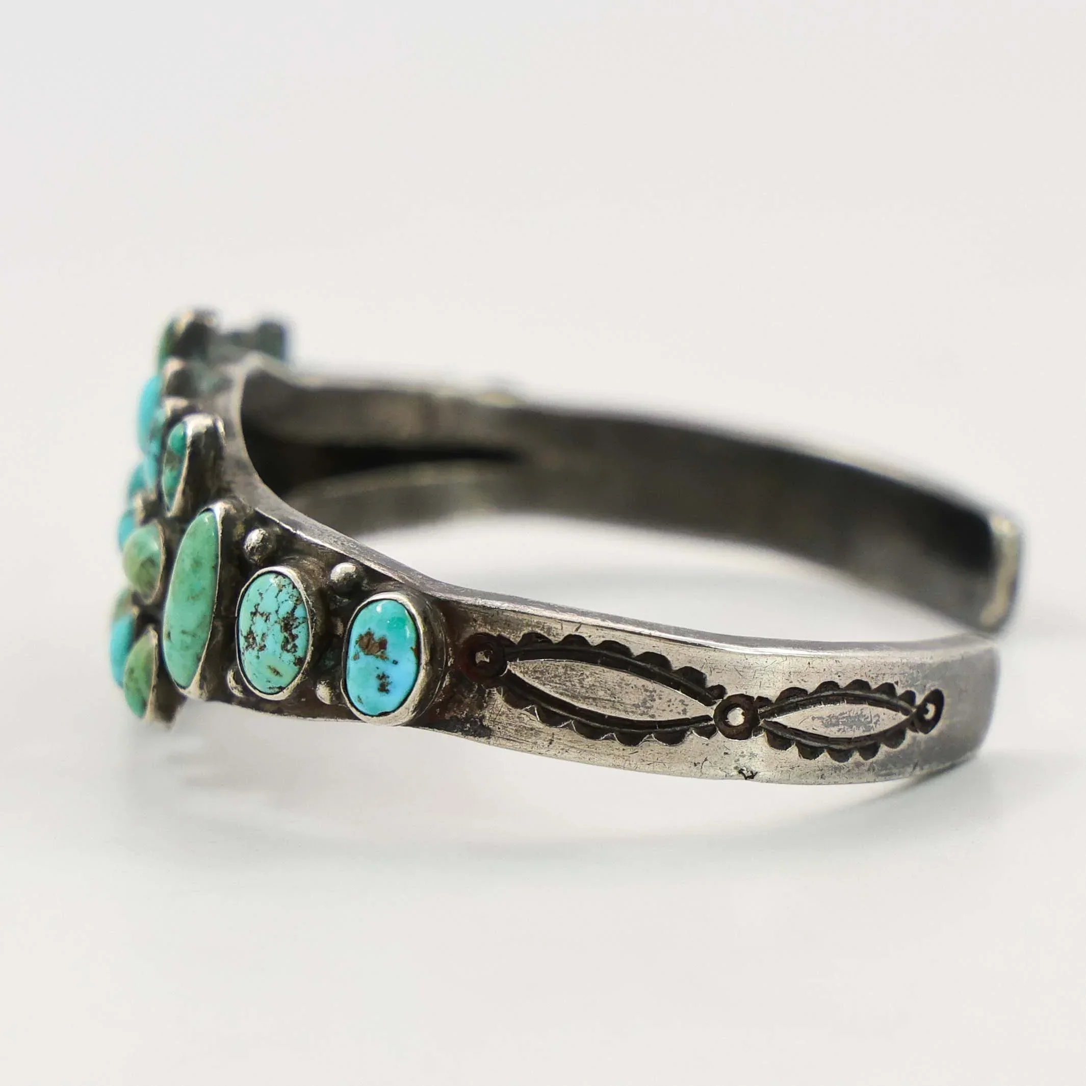 1930s Turquoise Cluster Cuff - Image 2