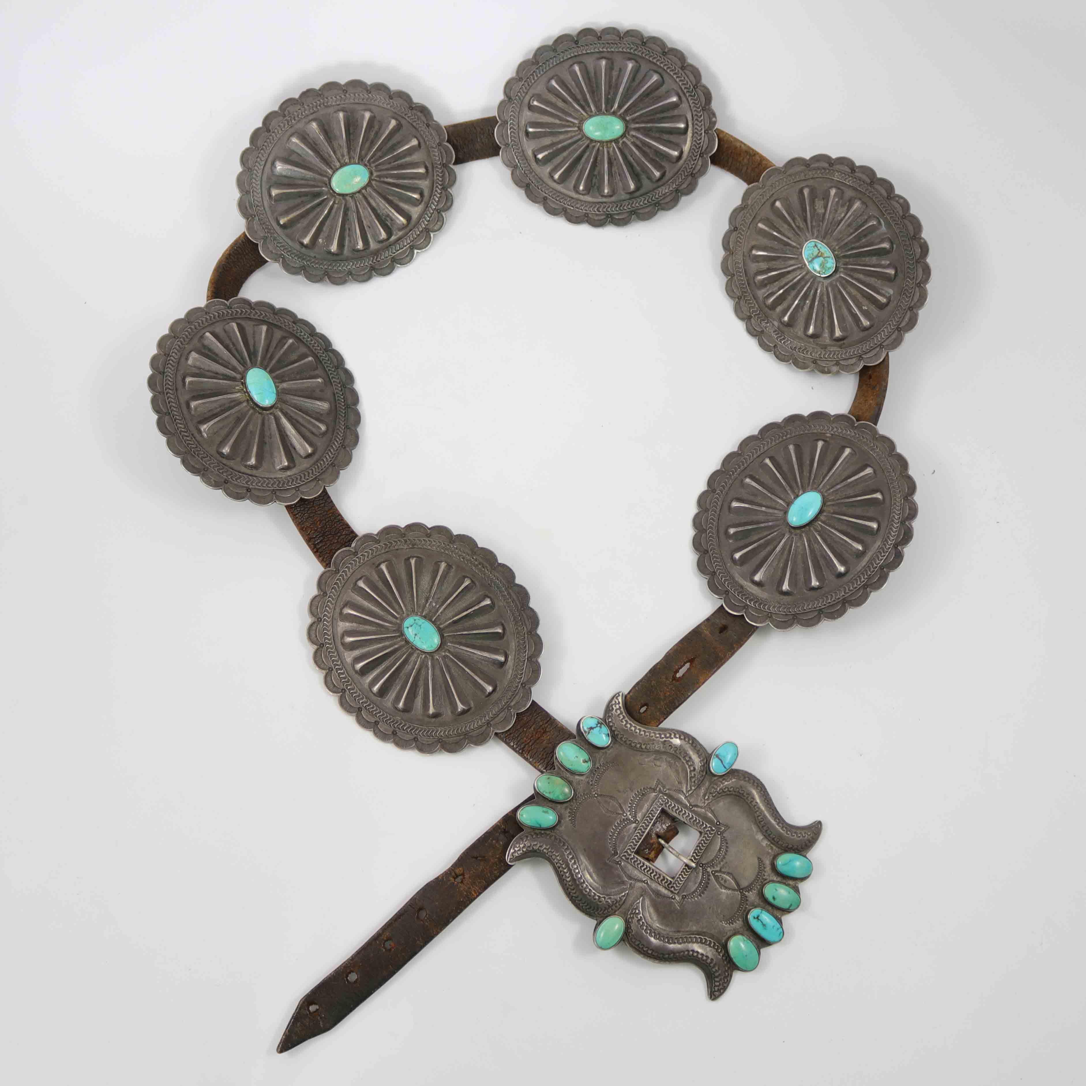 1930s Turquoise Concho Belt