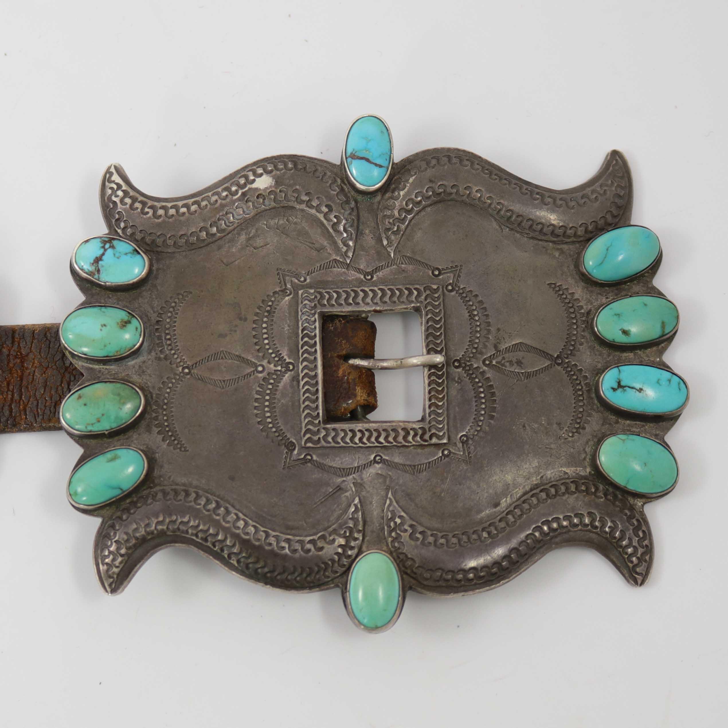 1930s Turquoise Concho Belt - Image 2