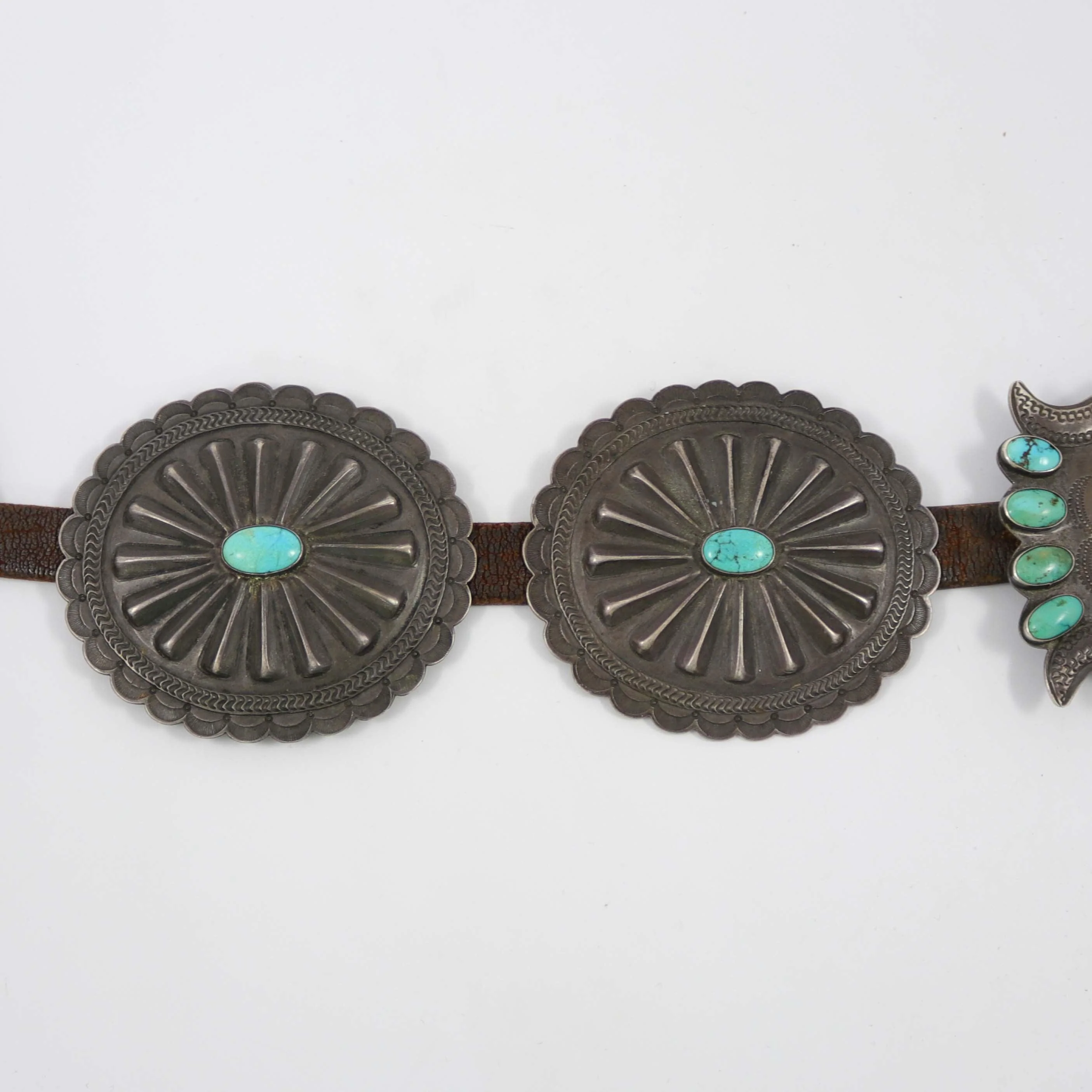 1930s Turquoise Concho Belt - Image 3