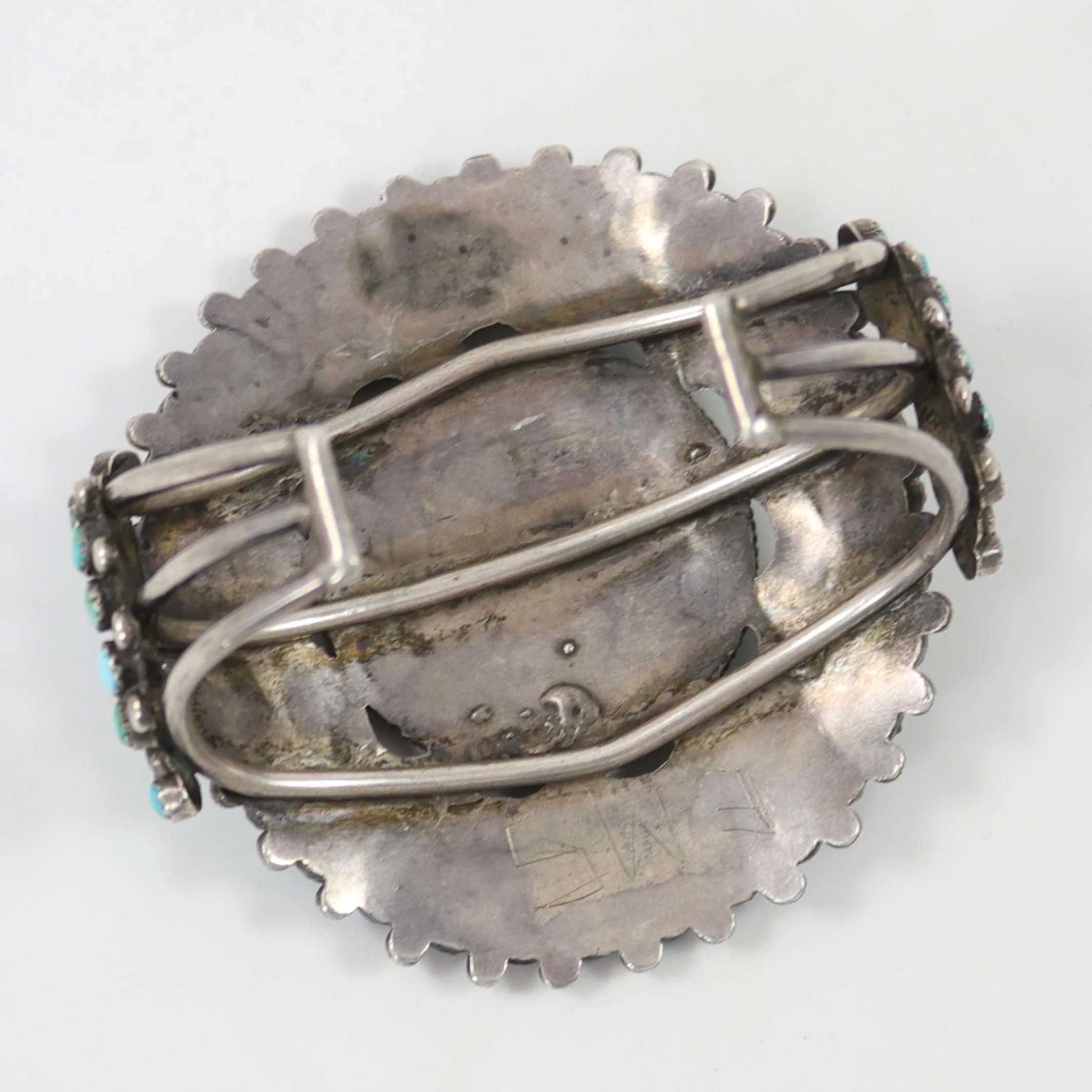 1940s Turquoise Cluster Cuff - Image 6