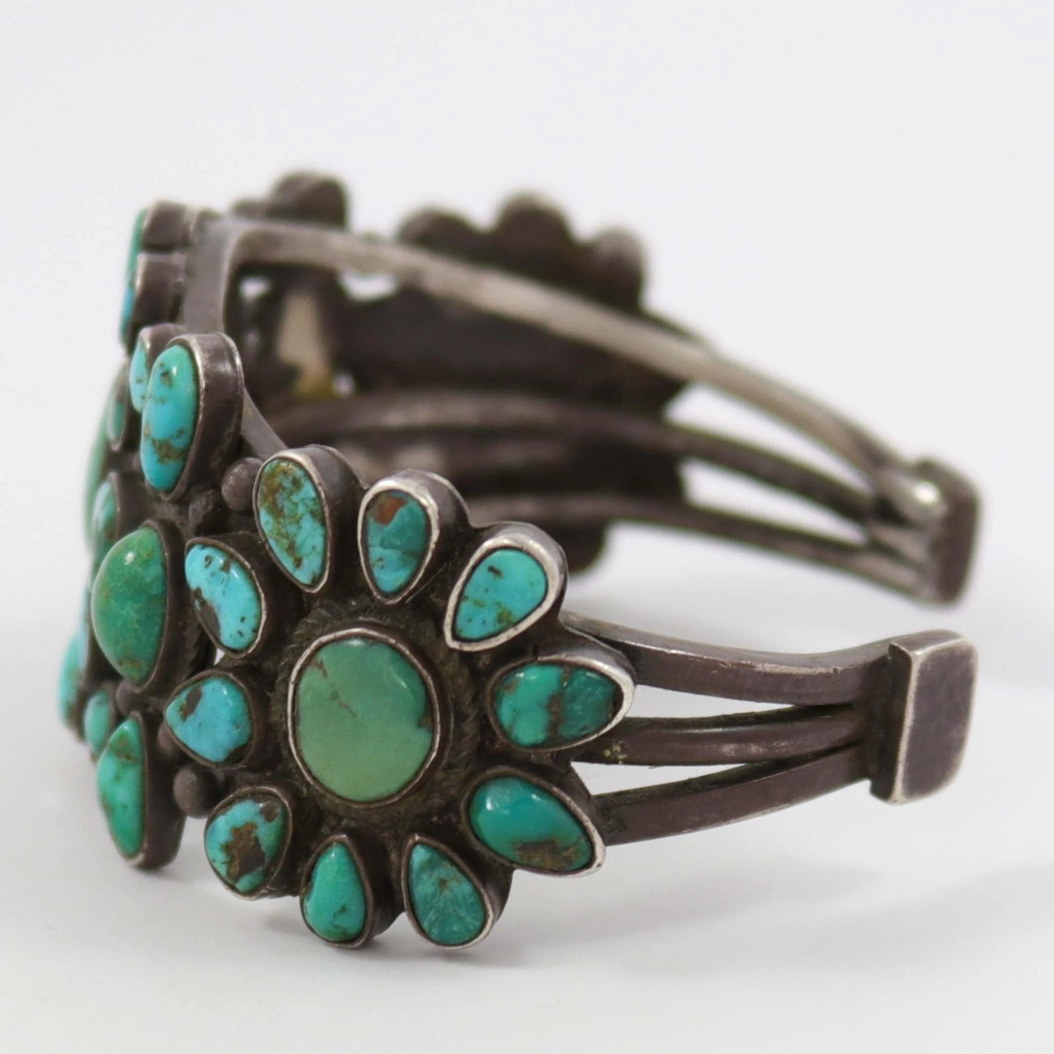 1940s Turquoise Cluster Cuff - Image 2