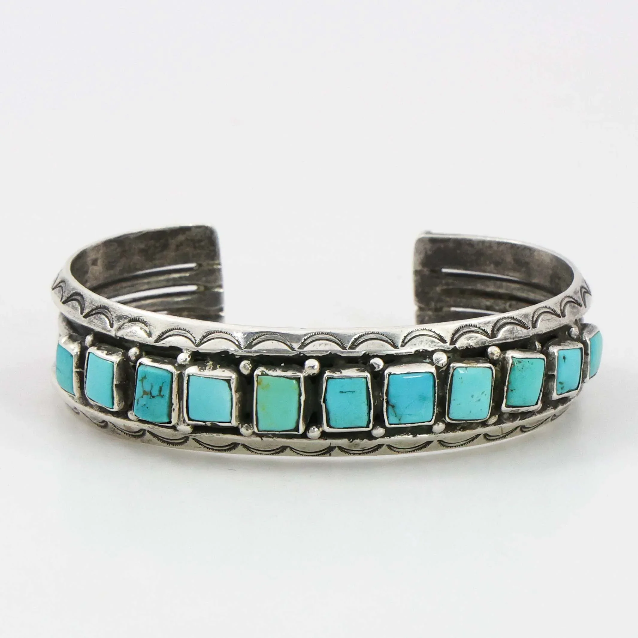 1940s Turquoise Row Bracelet - Image 2