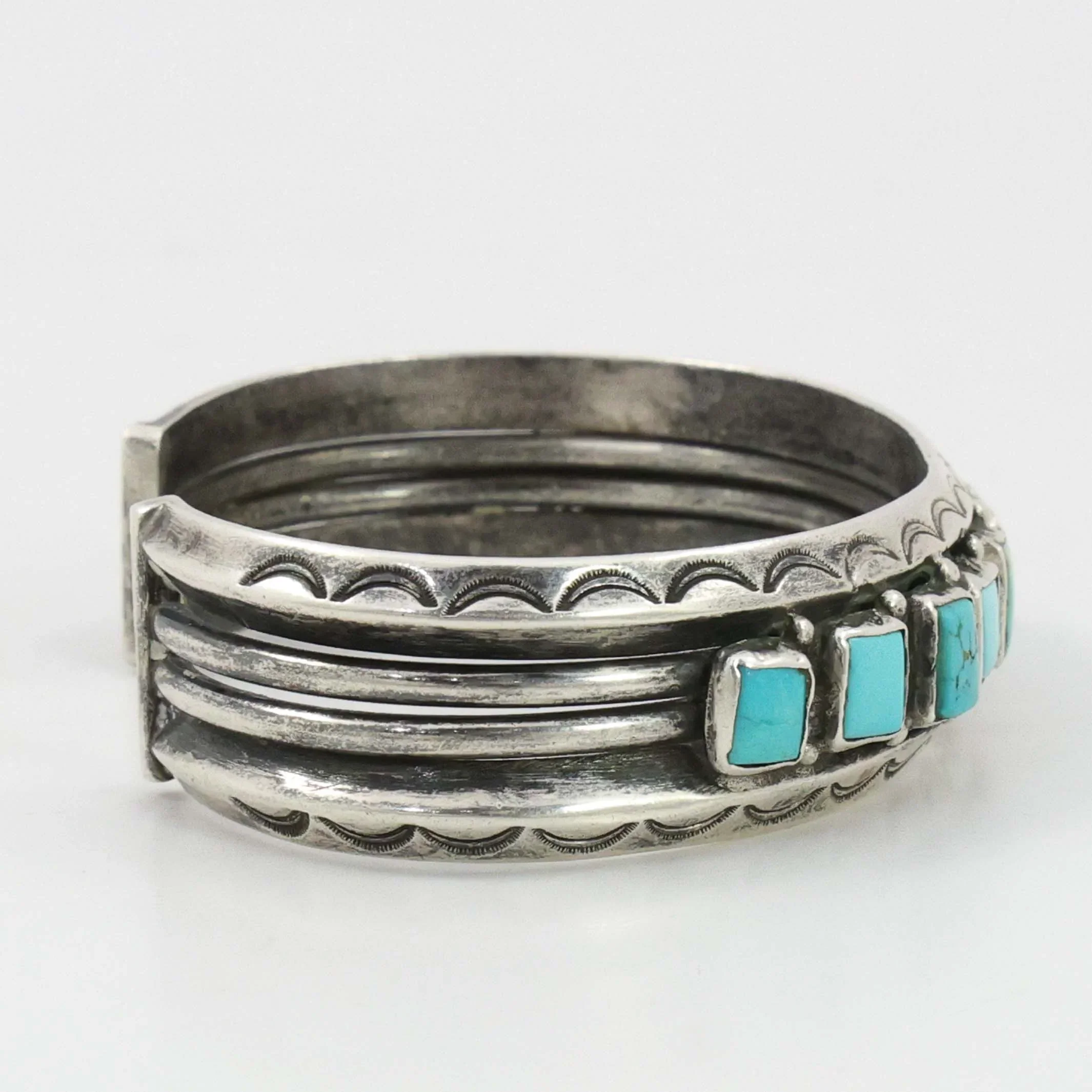 1940s Turquoise Row Bracelet - Image 5