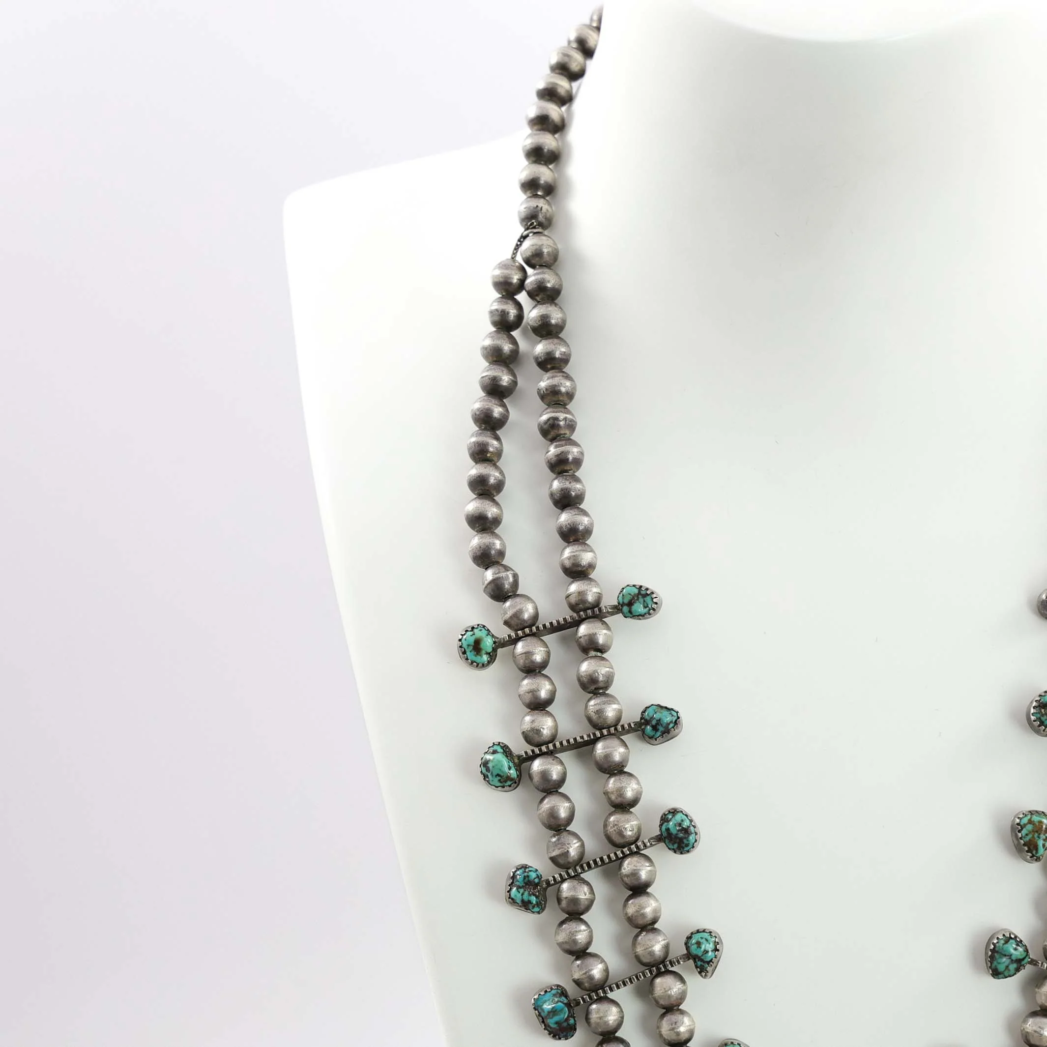 1950s Turquoise Squash Blossom Necklace - Image 3