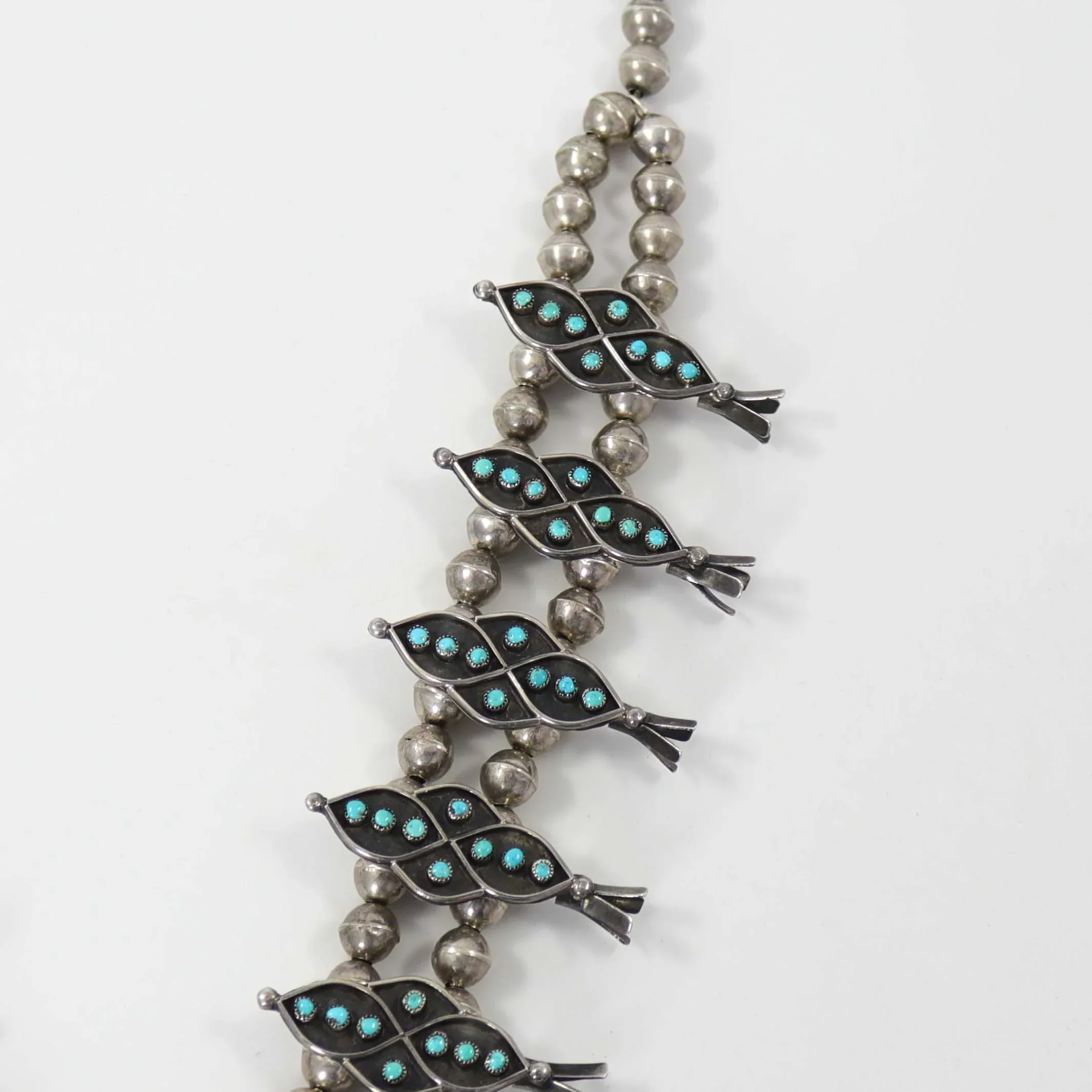 1960s Turquoise Snake Eye Squash Blossom - Image 4