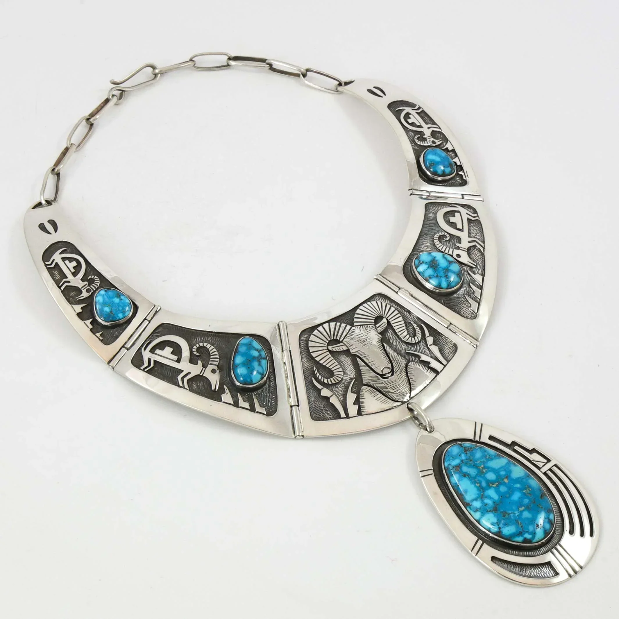 1970s Ram Necklace with Turquoise - Image 6