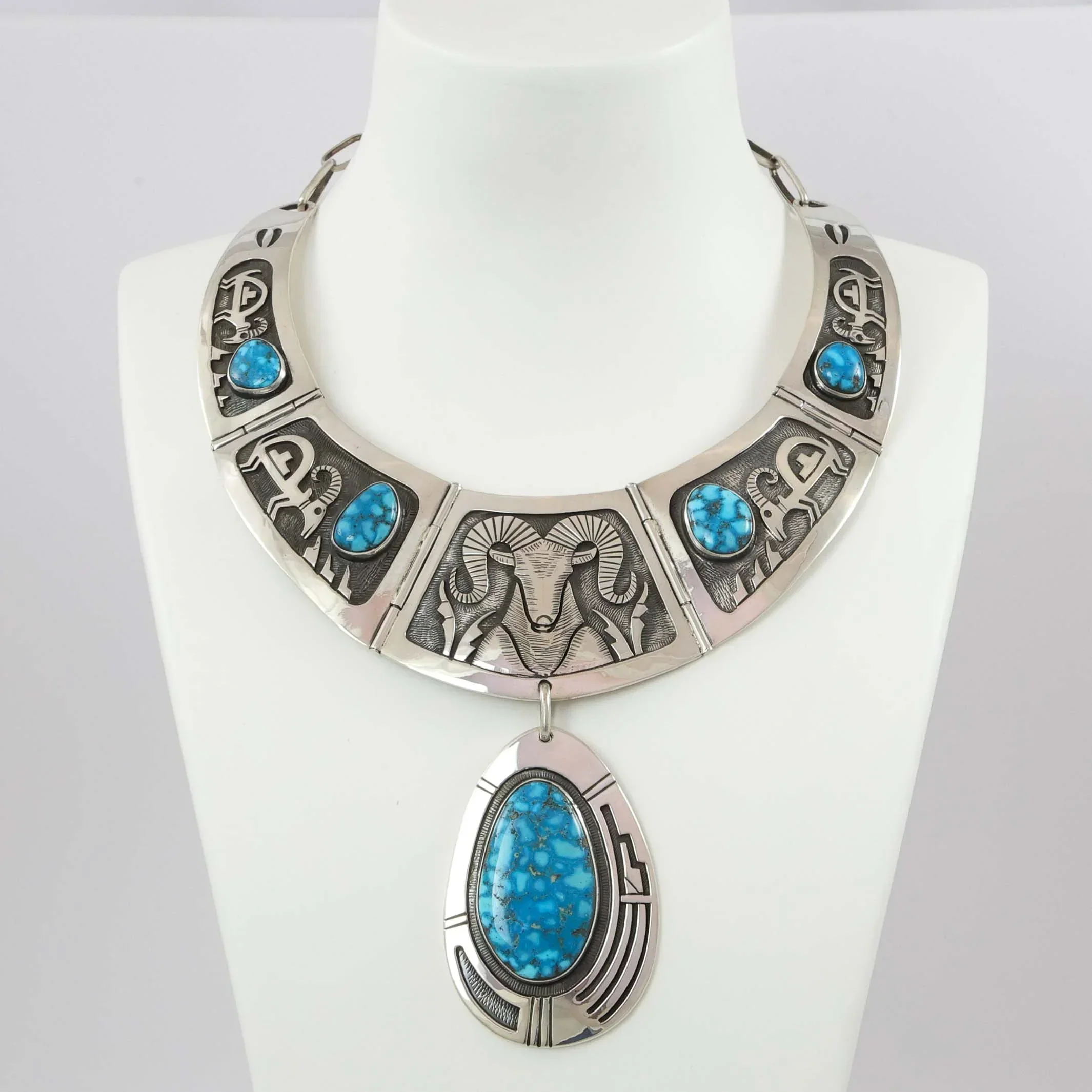 1970s Ram Necklace with Turquoise - Image 9
