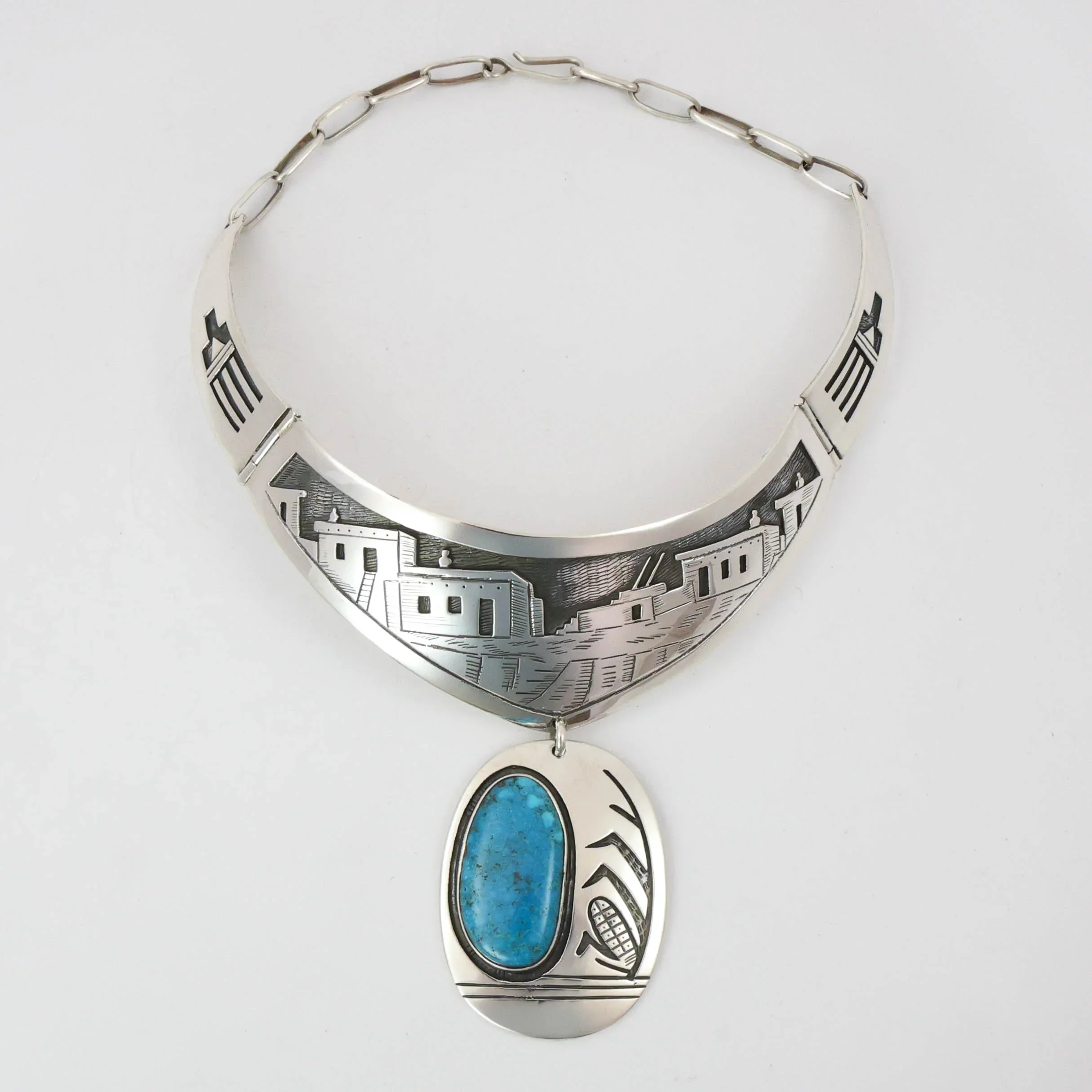 1970s Village Scene Collar Necklace