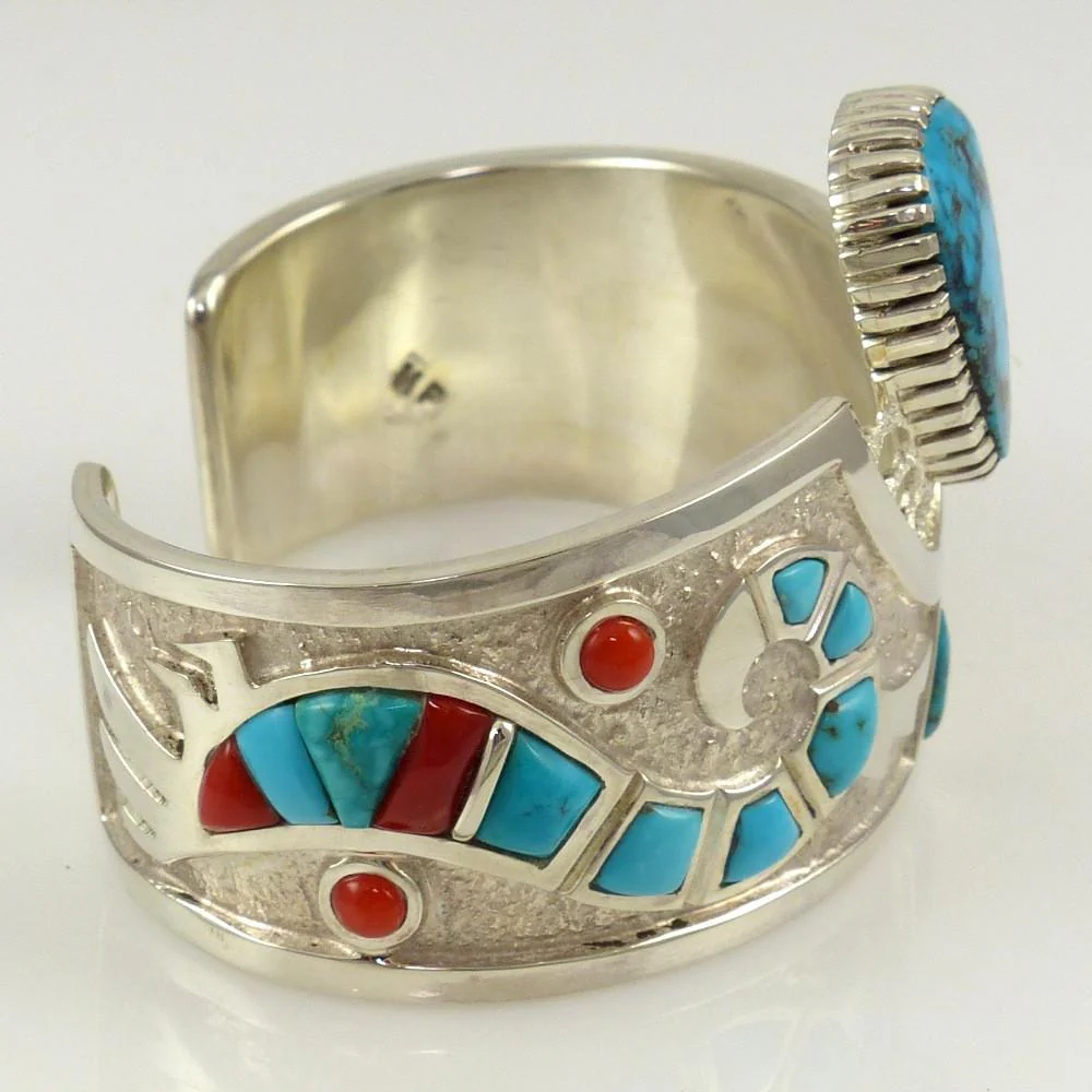 Turquoise and Coral Cuff - Image 6