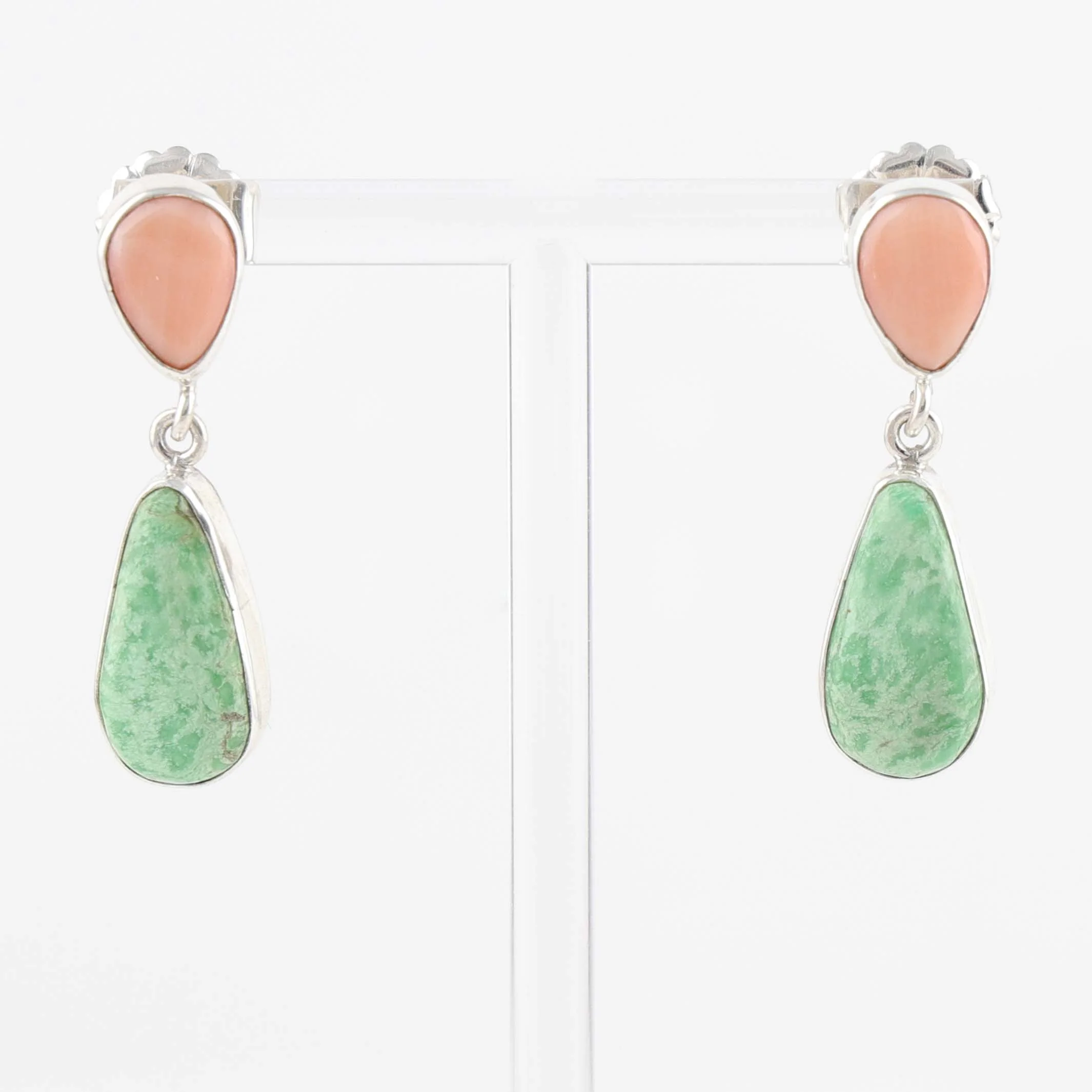 Angel Coral and Variscite Earrings