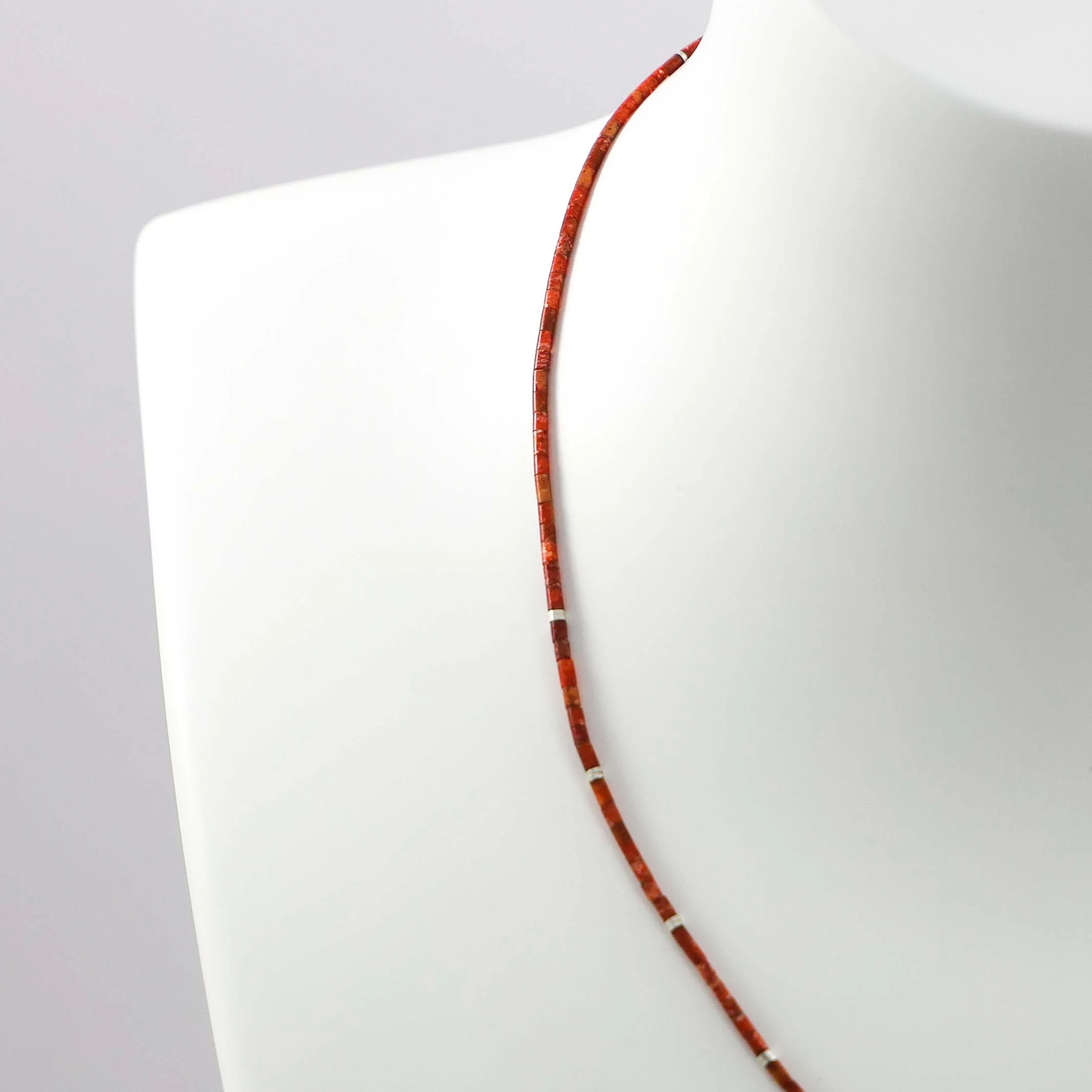 Apple Coral Heishi Necklace - Image 3