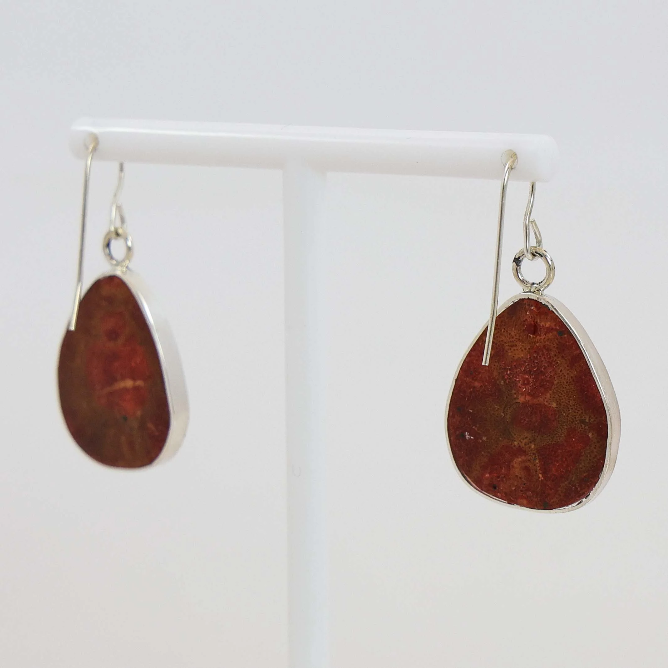 Apple Coral Slab Earrings - Image 2