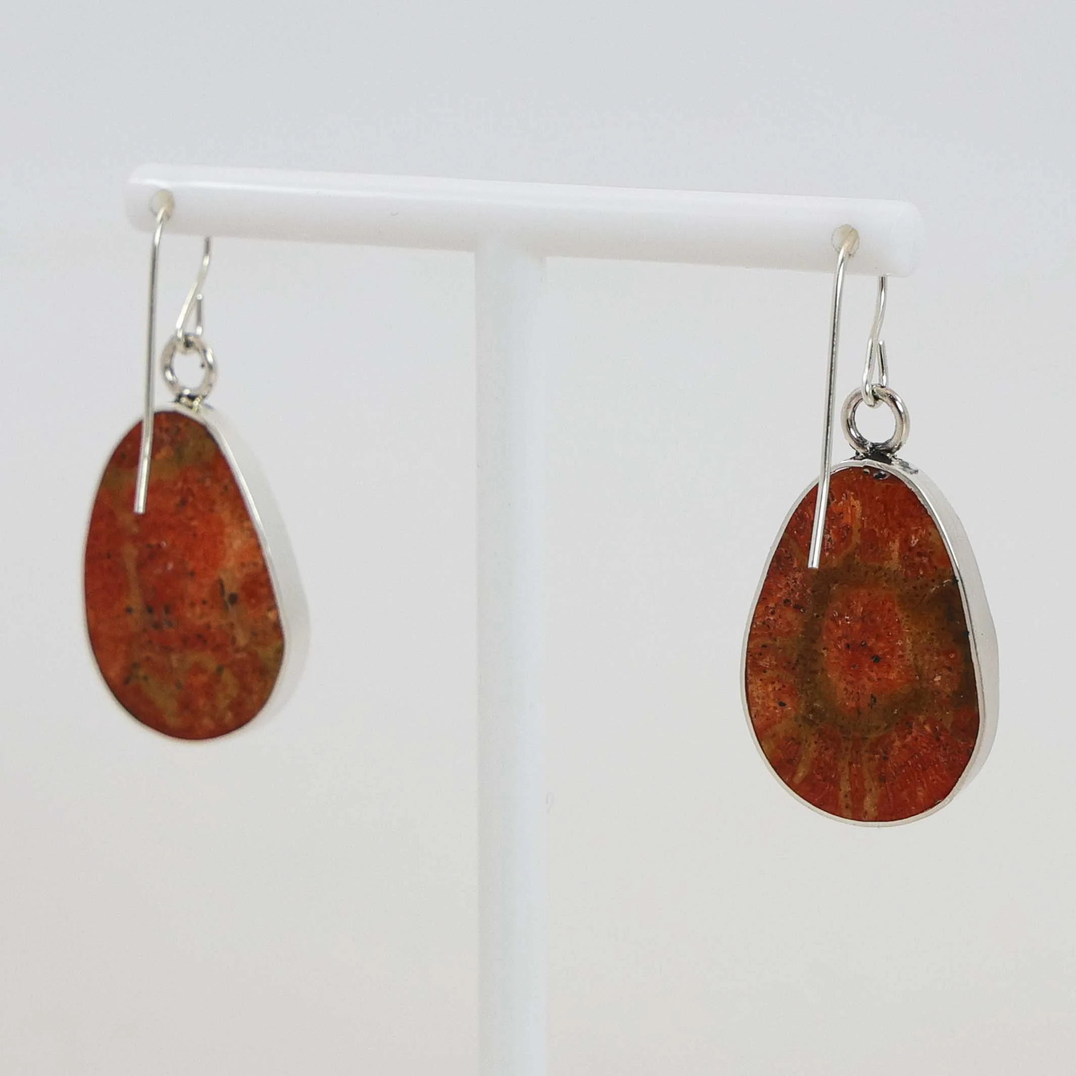 Apple Coral Slab Earrings - Image 2