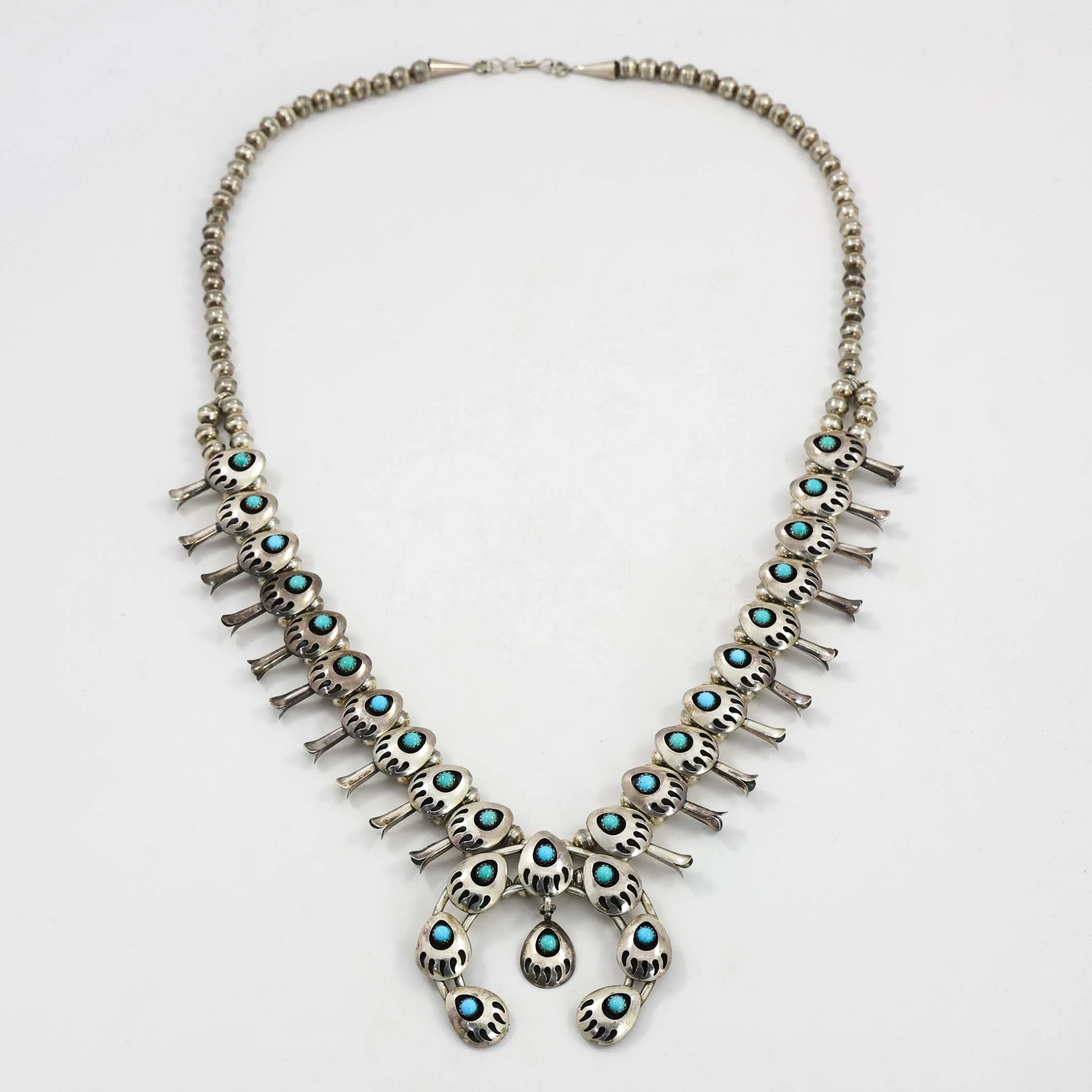 Bear Paw Squash Blossom Necklace