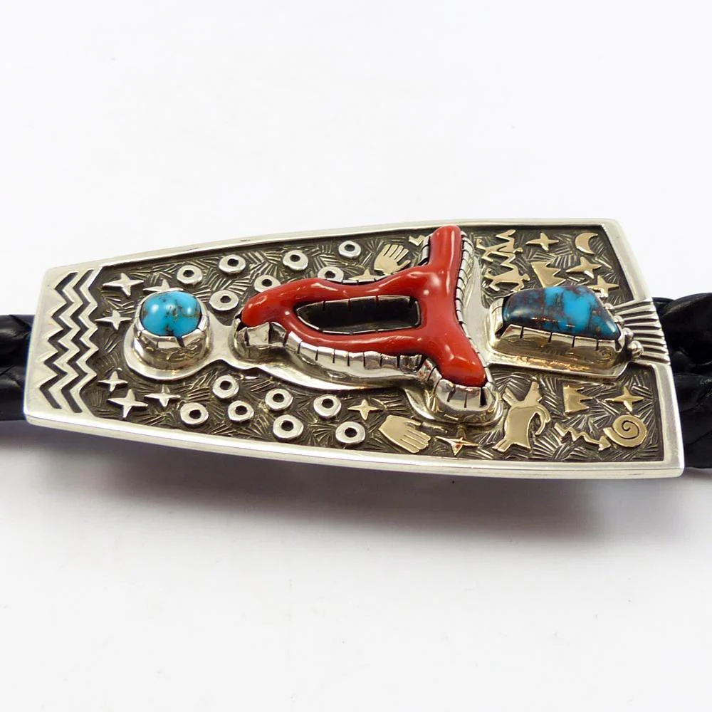 Bisbee Turquoise and Coral Bola Tie - Image 5
