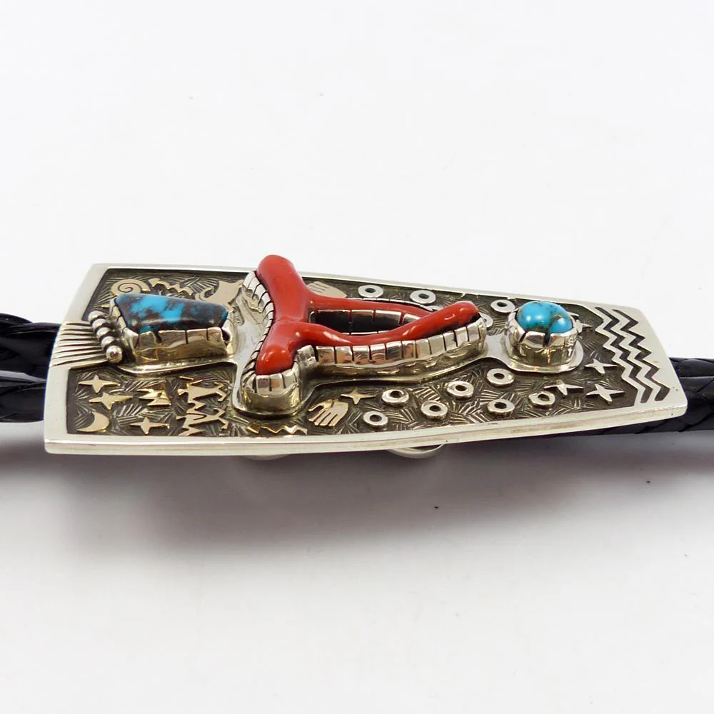 Bisbee Turquoise and Coral Bola Tie - Image 6