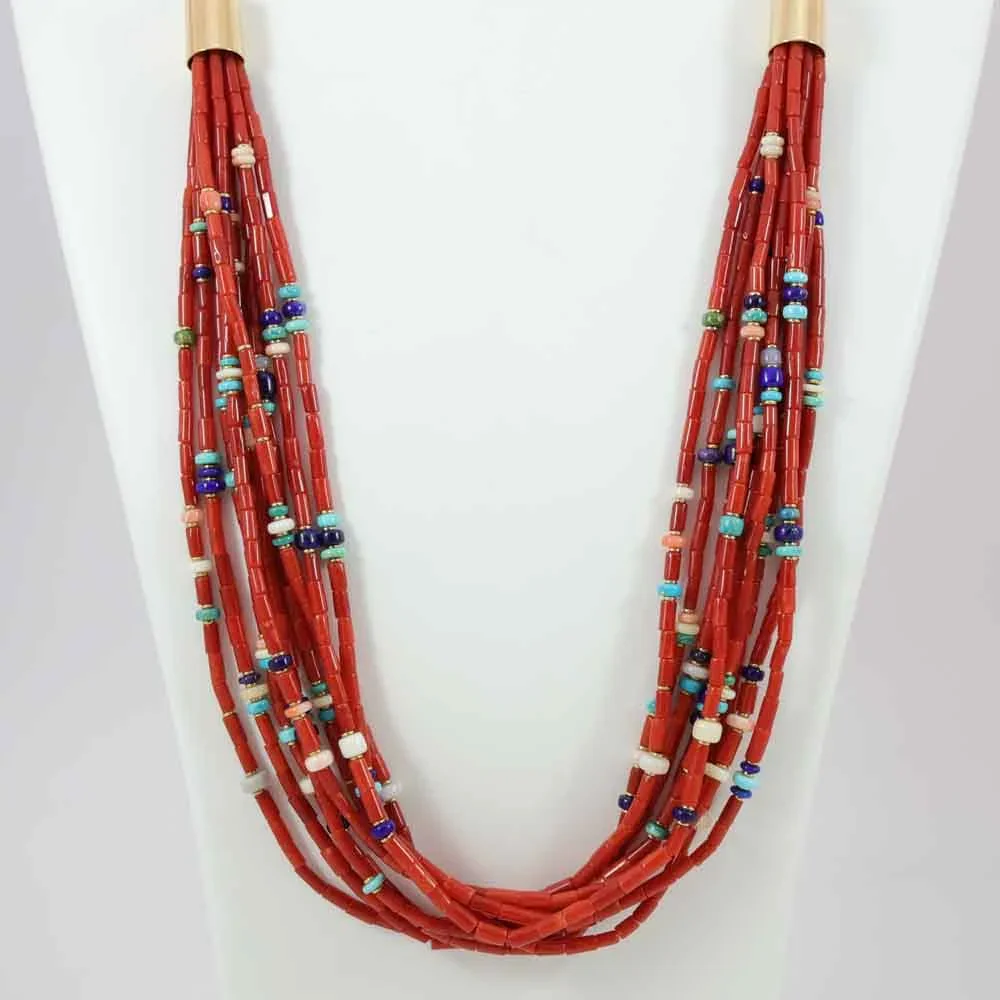 Coral and Gold Necklace - Image 4