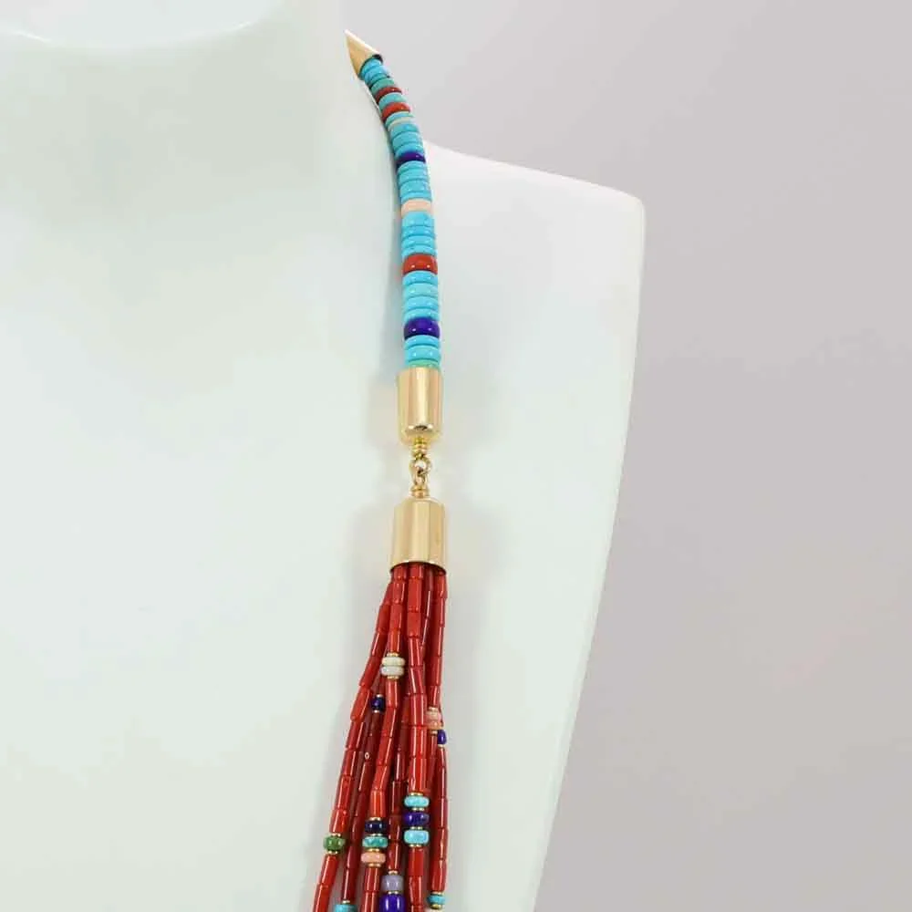 Coral and Gold Necklace - Image 6