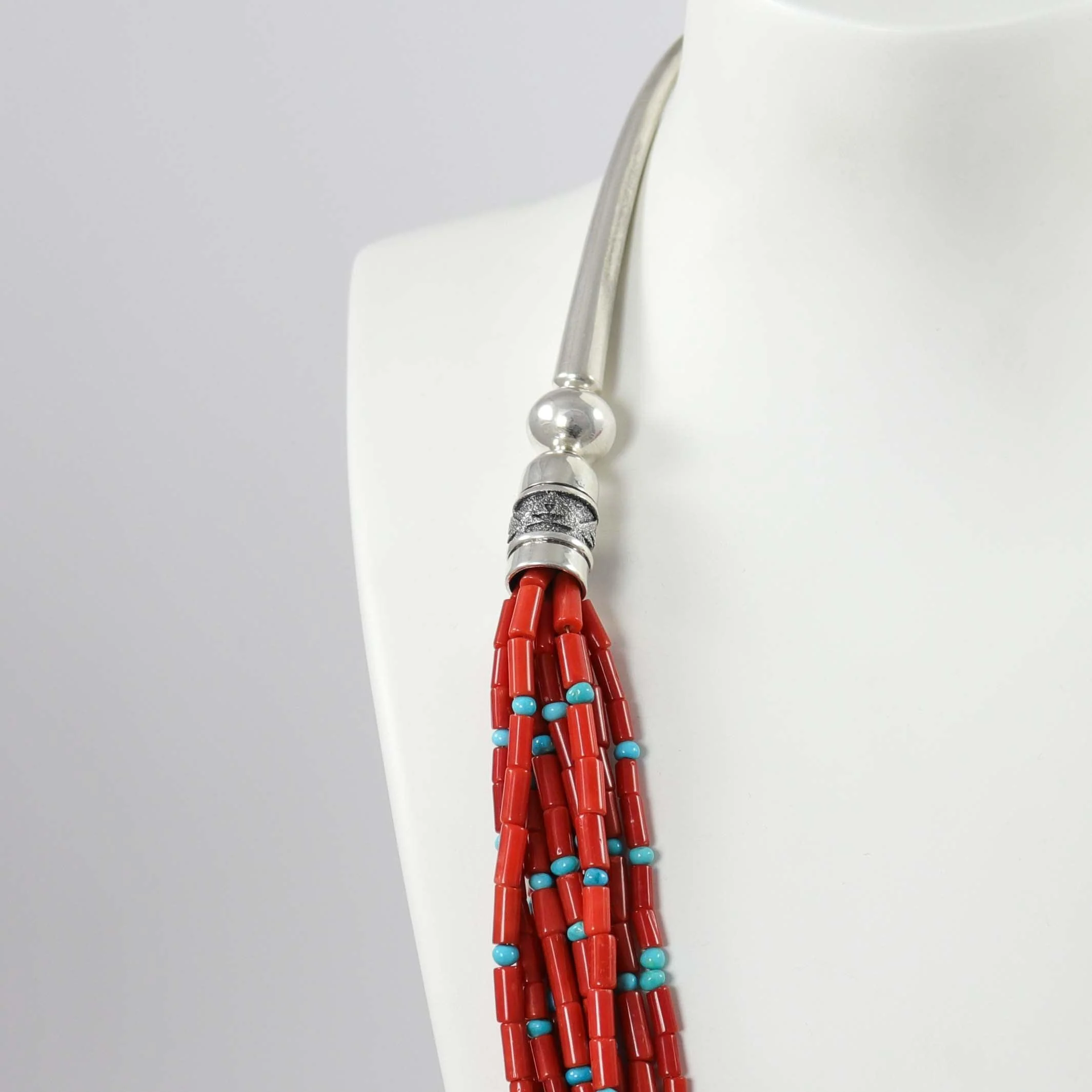 Coral and Turquoise Bead Necklace - Image 3