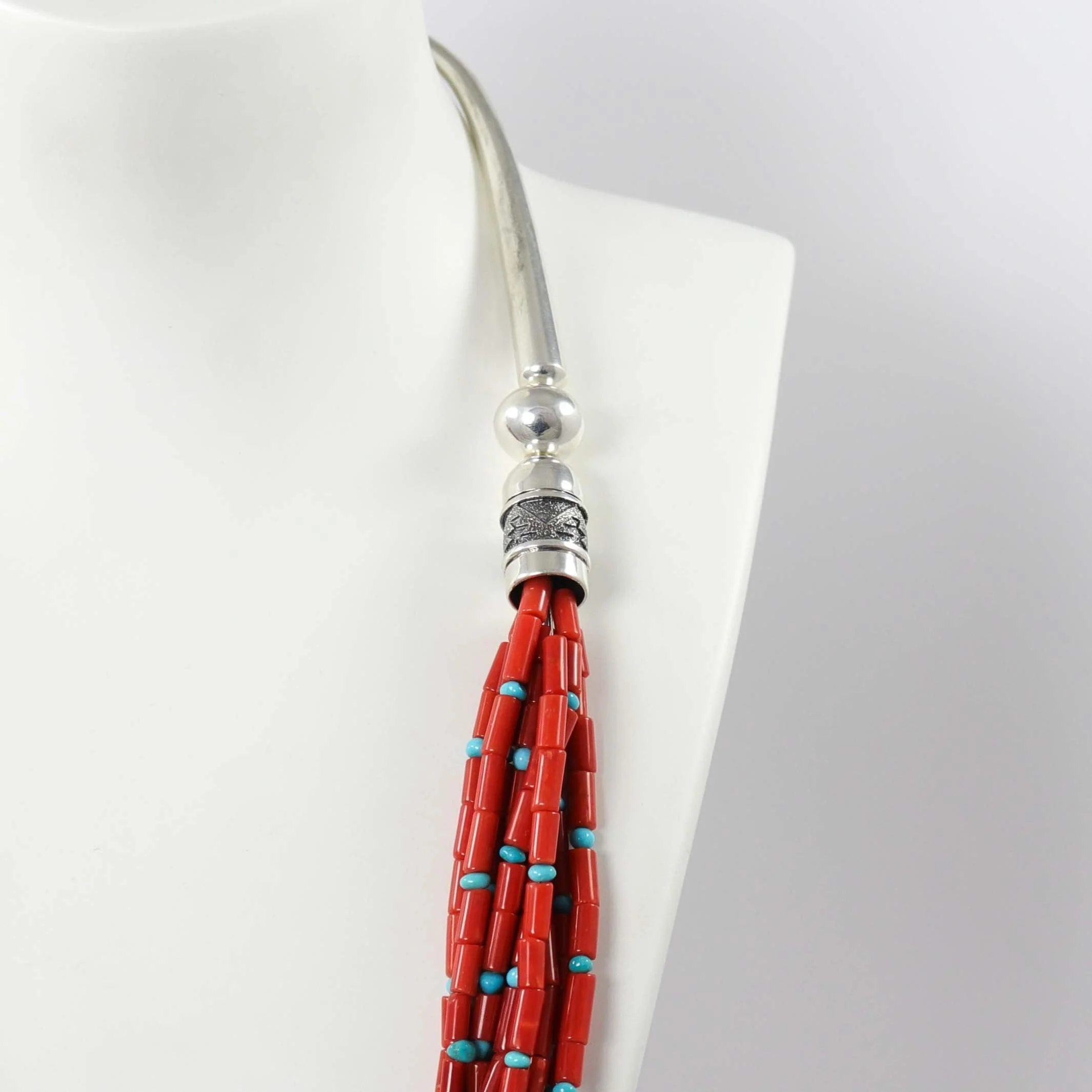 Coral and Turquoise Bead Necklace - Image 4
