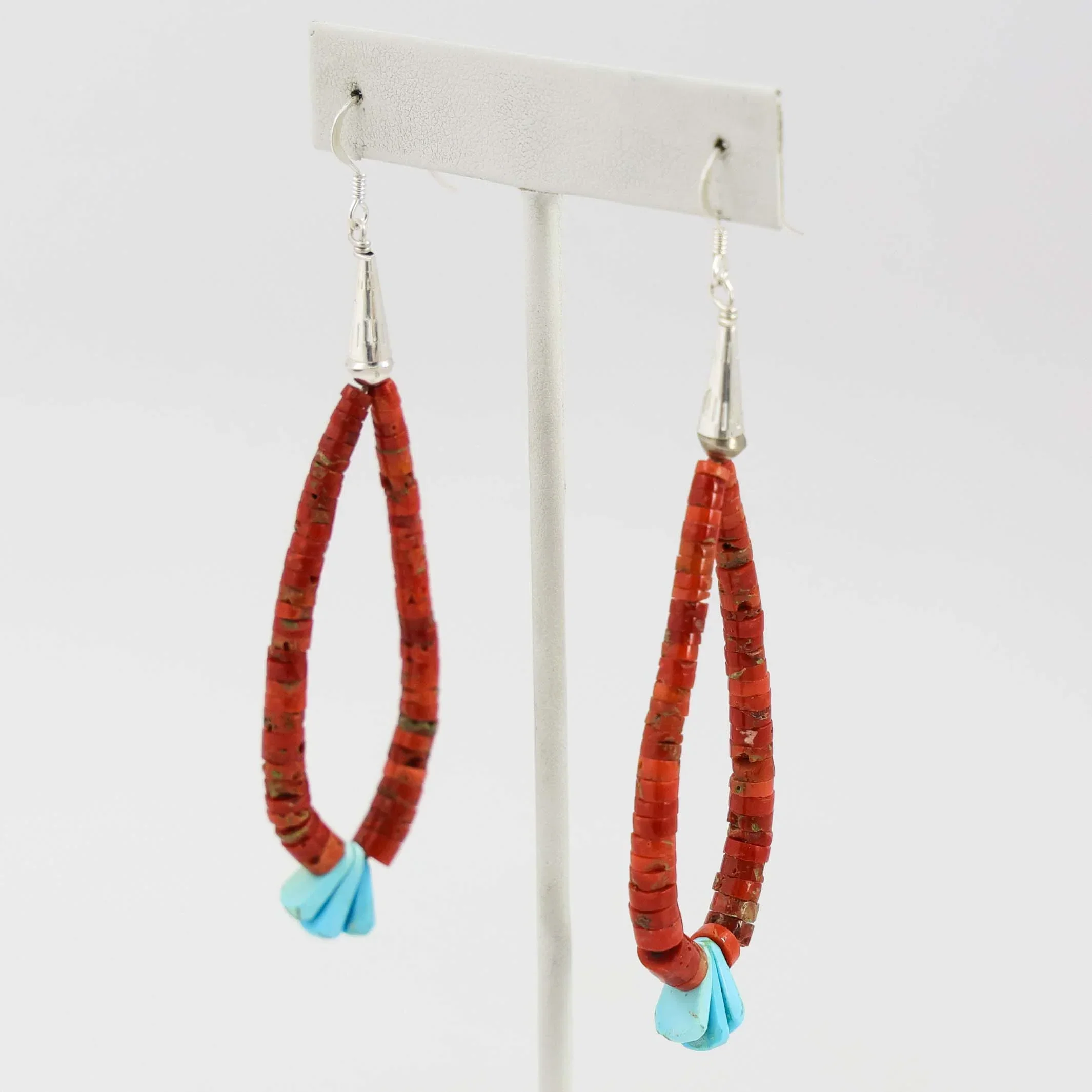Coral and Turquoise Jacla Earrings - Image 2