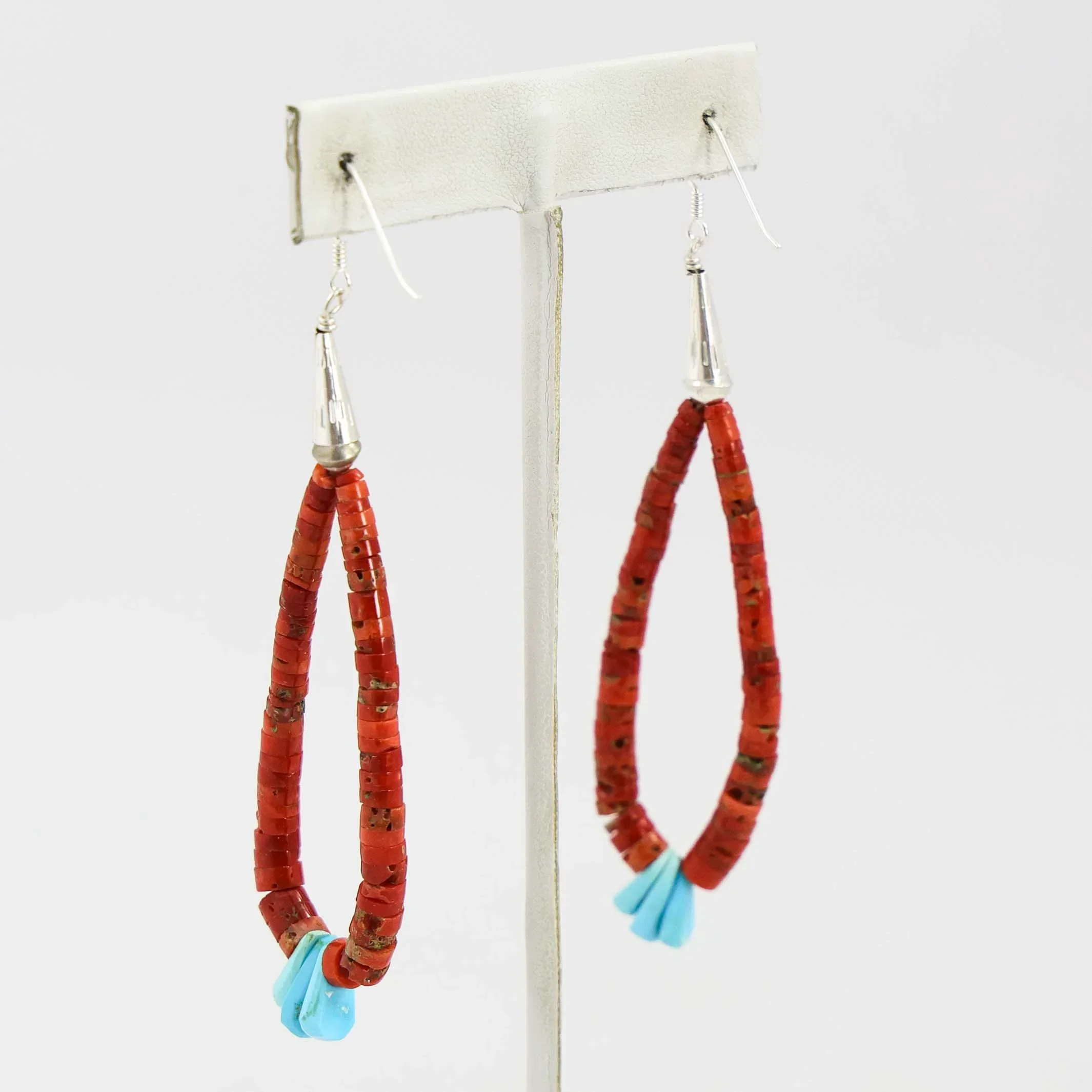 Coral and Turquoise Jacla Earrings - Image 3