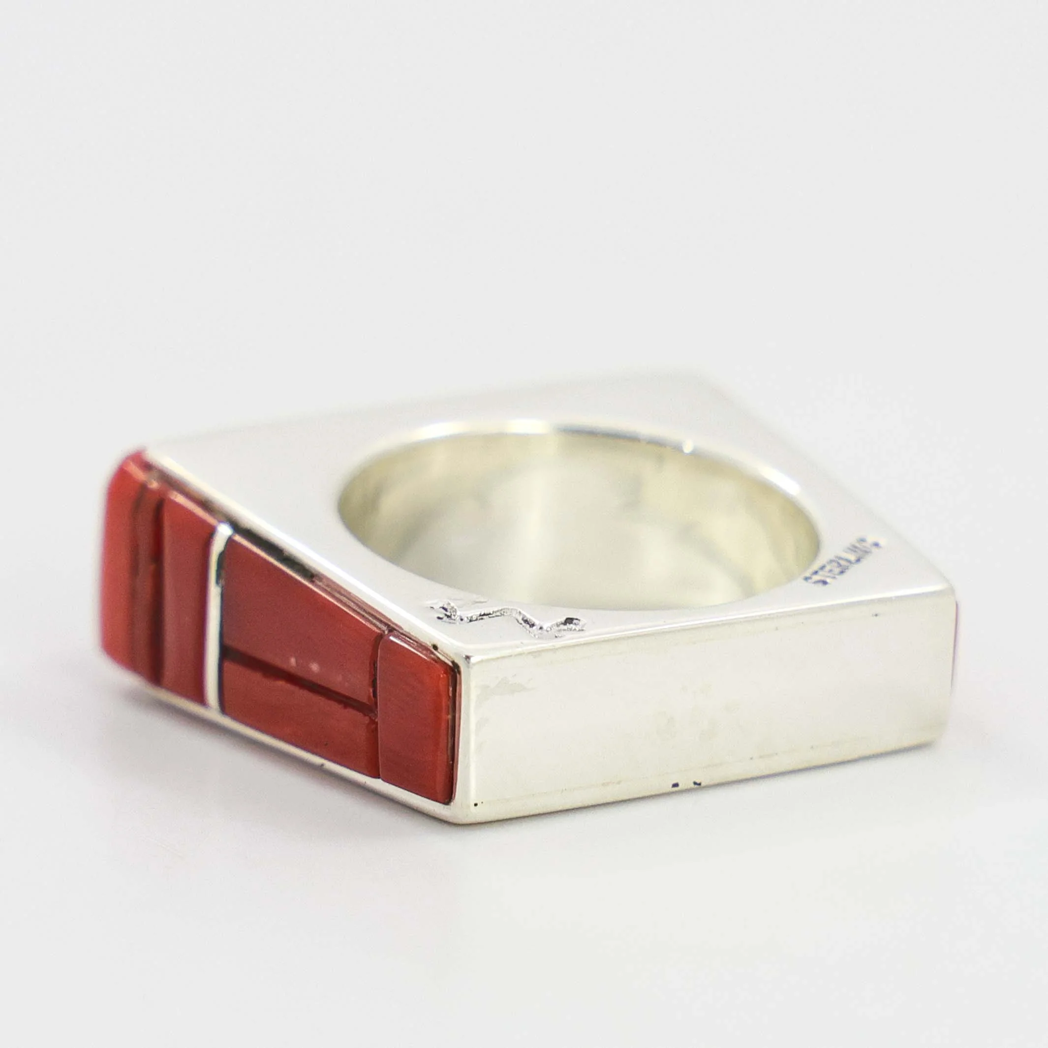 Coral Inlay Ring - Image 4