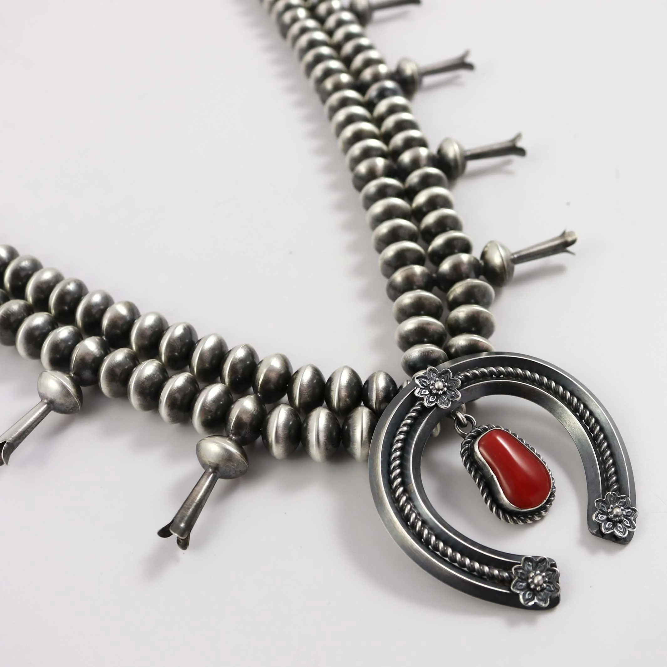 Coral Squash Blossom Necklace - Image 3