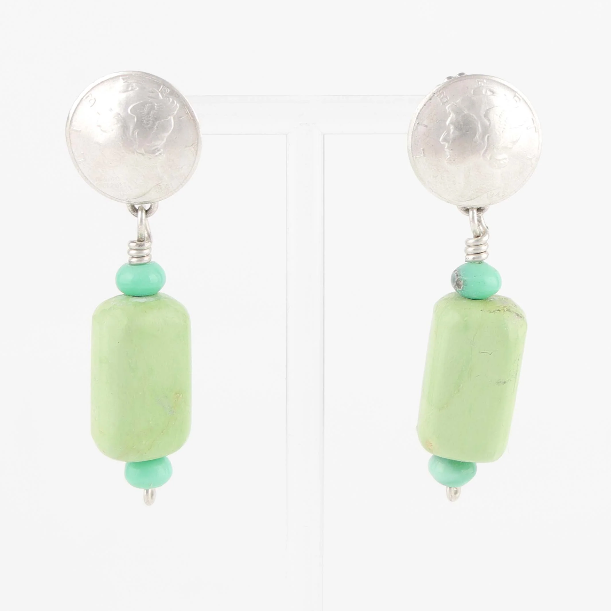 Gaspeite and Turquoise Earrings