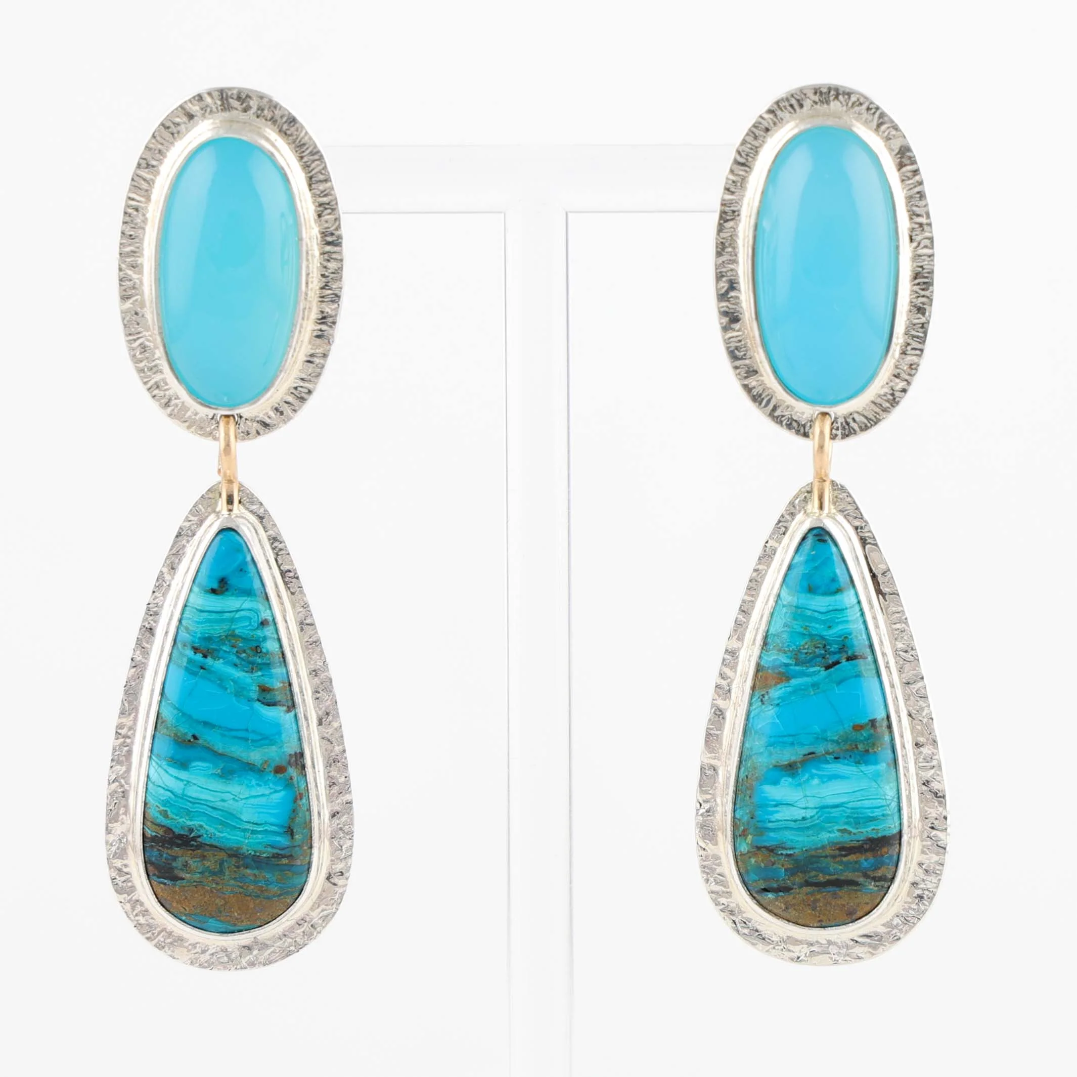 Gem Silica and Petrified Palm Wood Earrings
