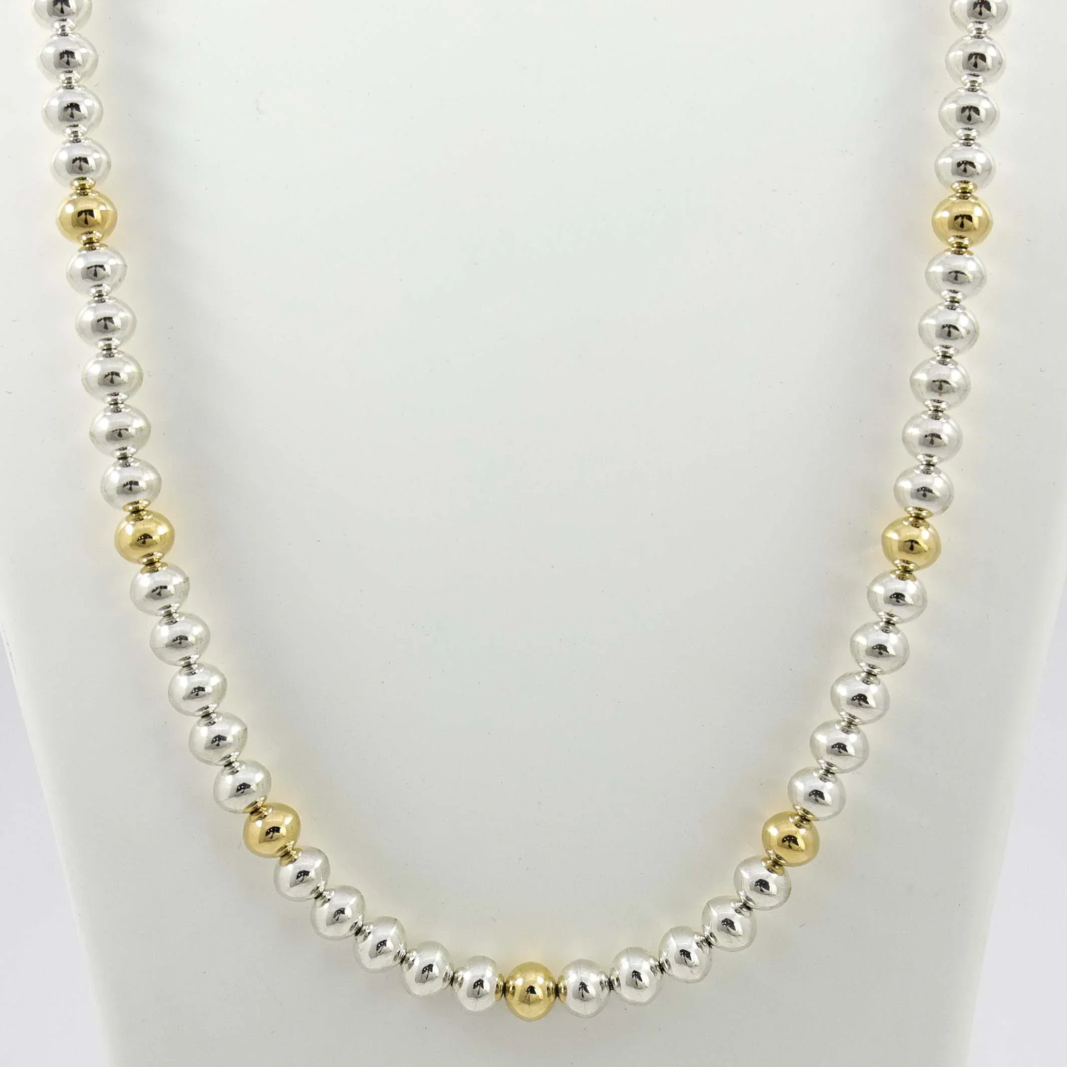 Gold and Silver Bead Necklace - Image 2