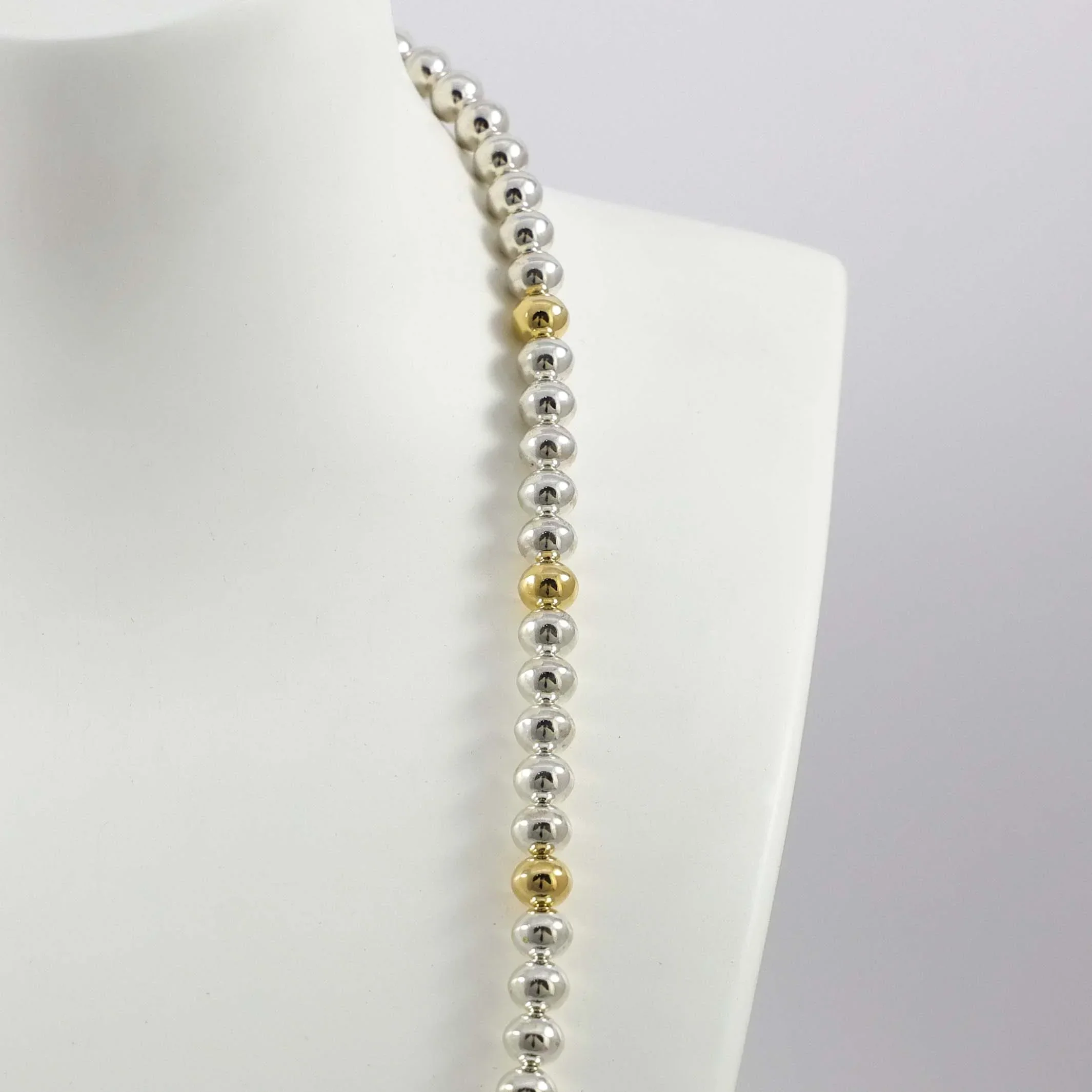 Gold and Silver Bead Necklace - Image 4