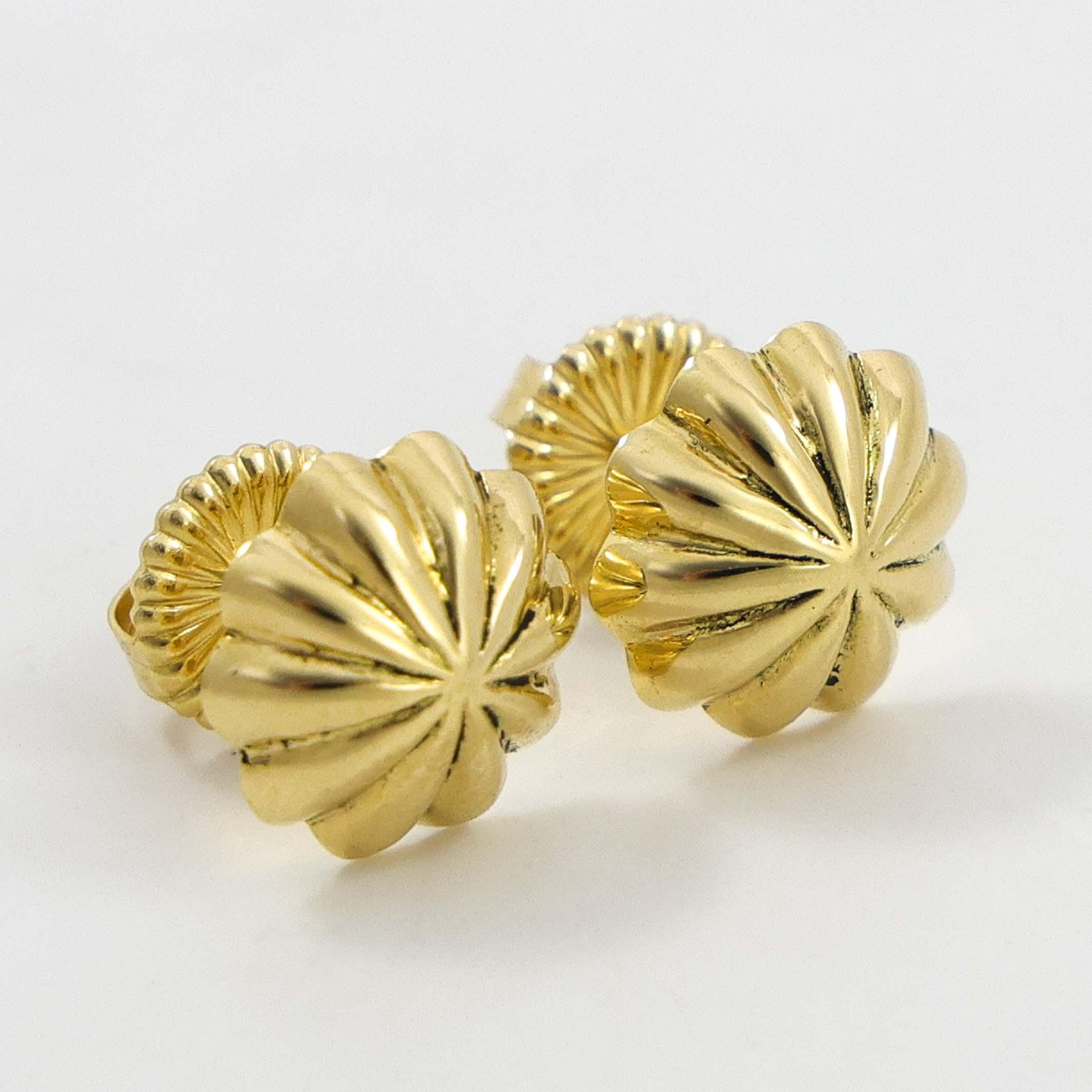 Gold Fluted Earrings - Image 2