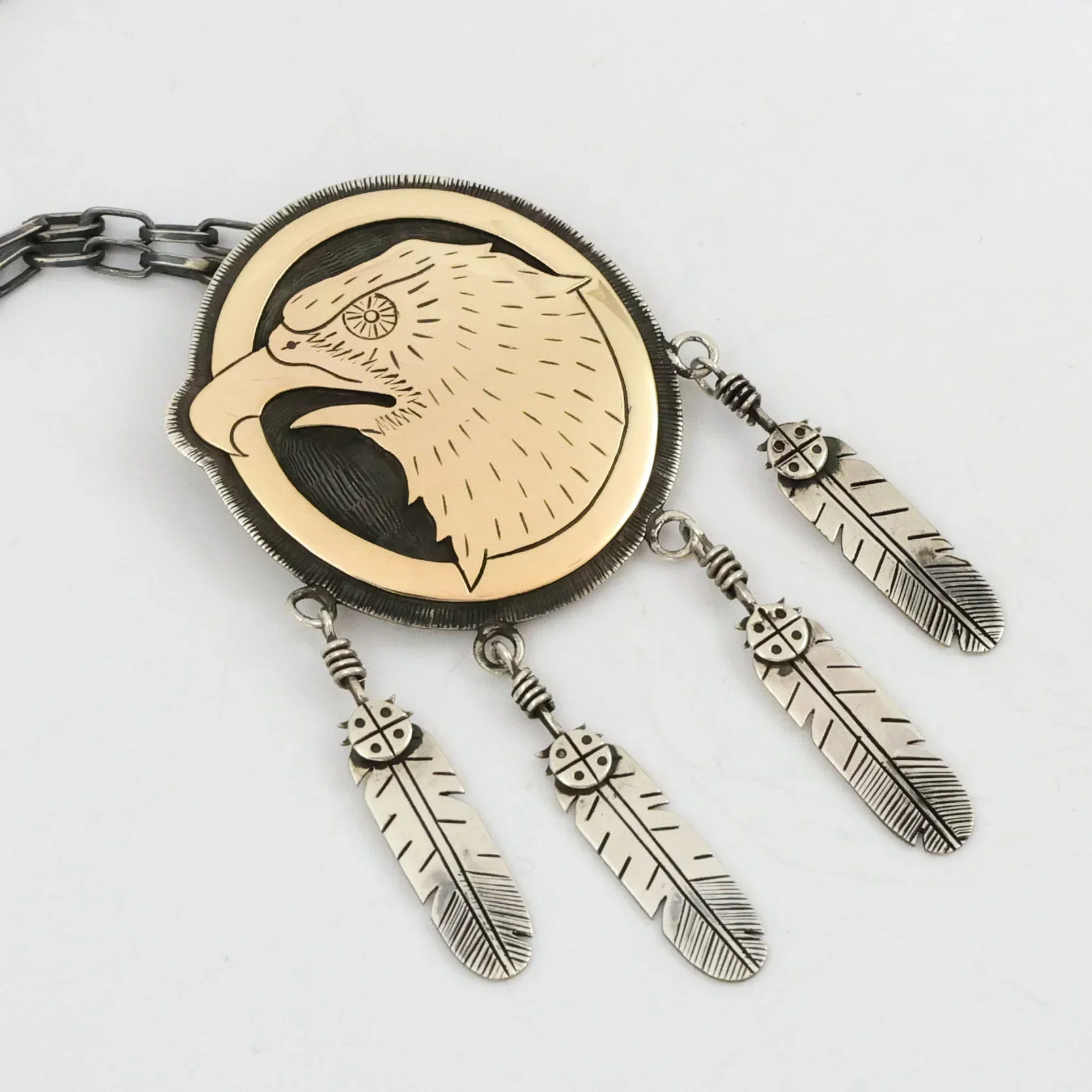 Gold on Silver Eagle Pin and Pendant - Image 3