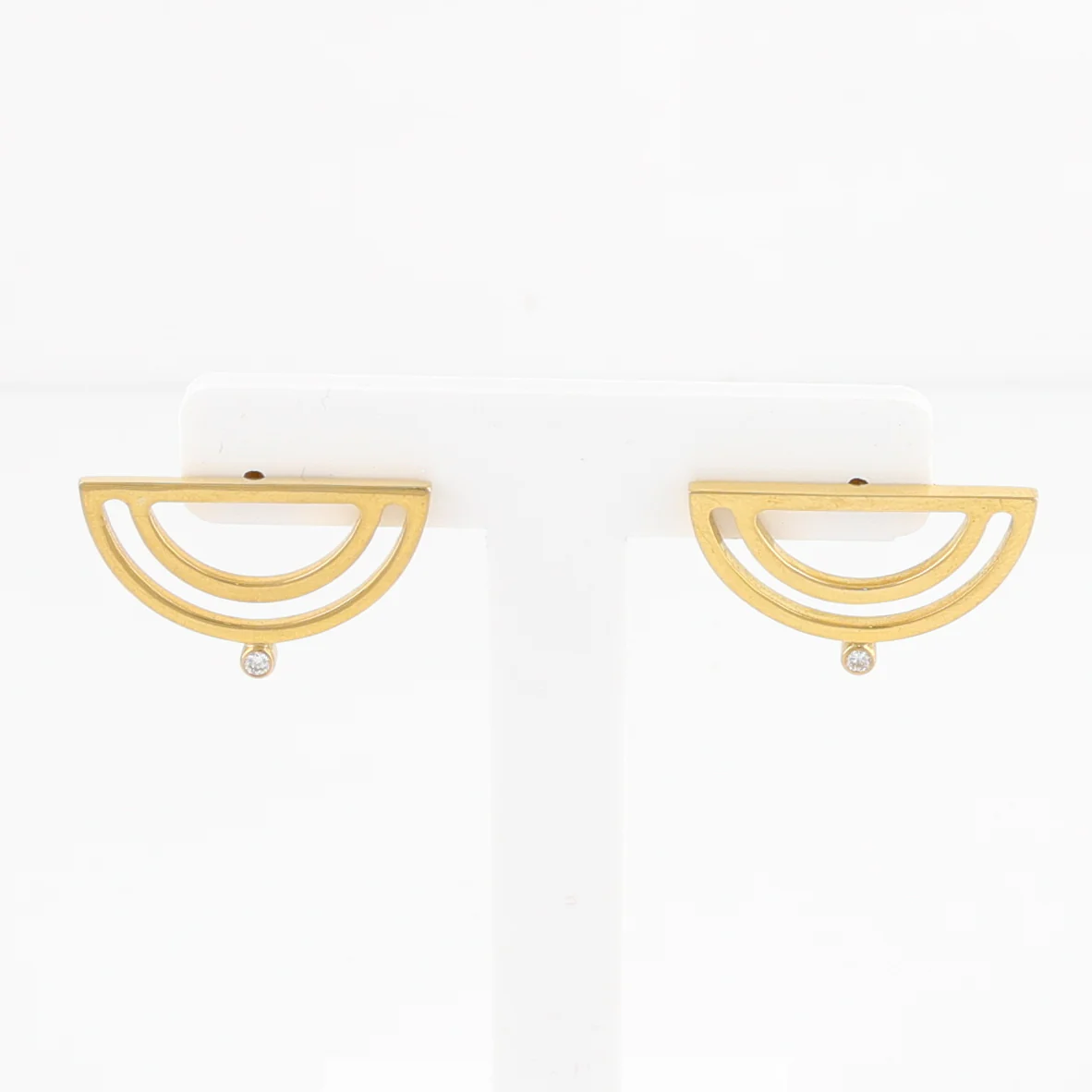 Gold Strata Half Moon Earrings