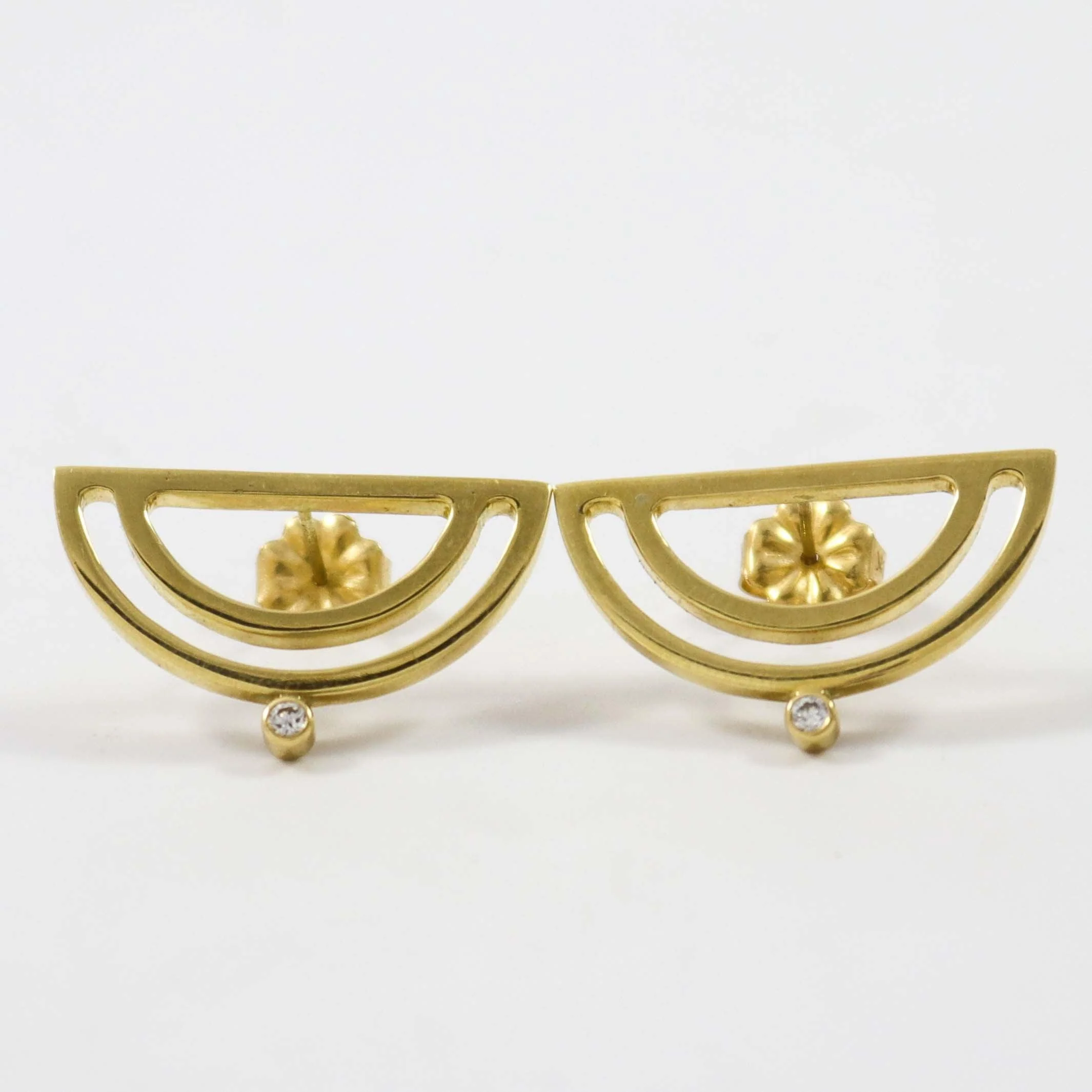 Gold Strata Half Moon Earrings - Image 3
