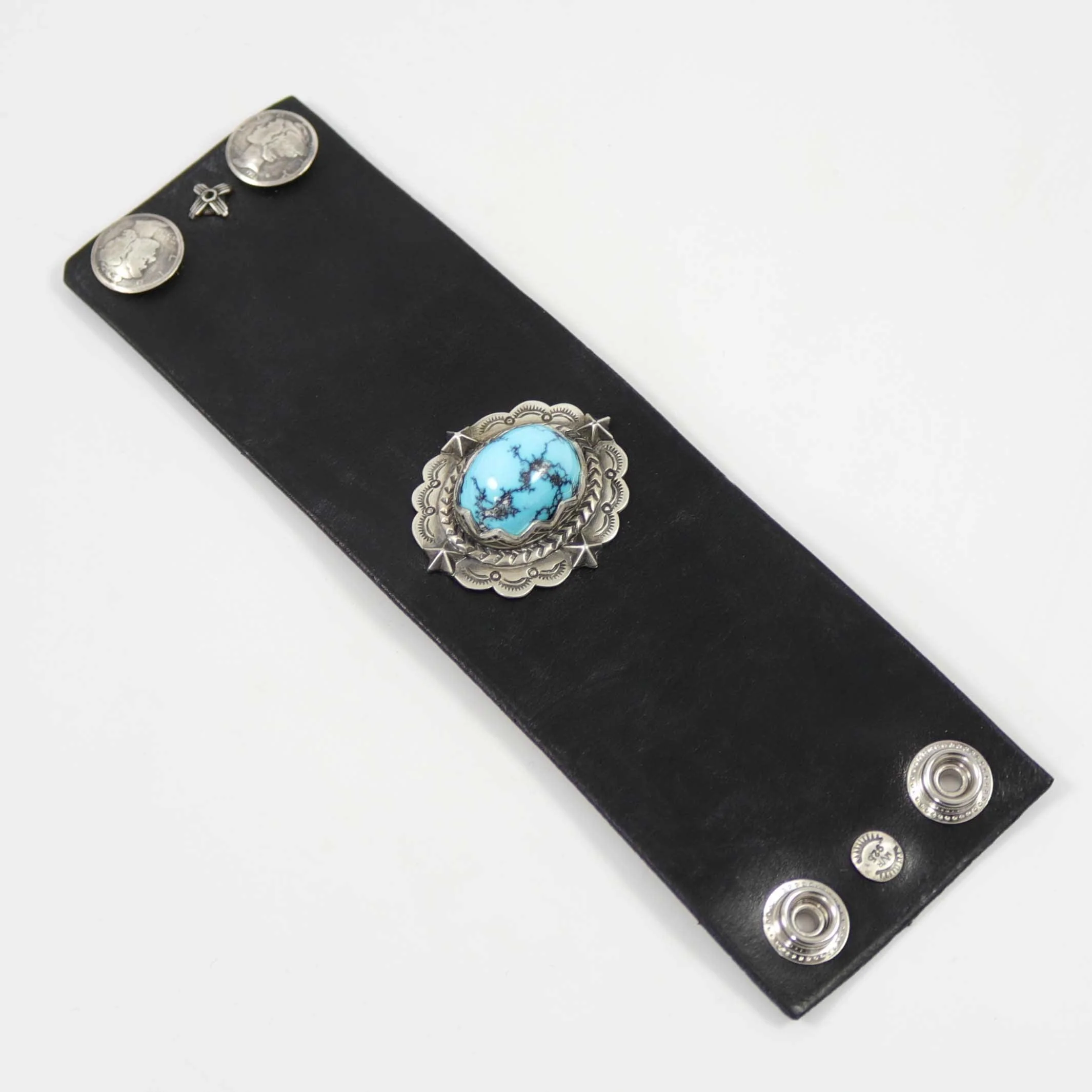 Hubei Turquoise Leather Cuff - Image 2
