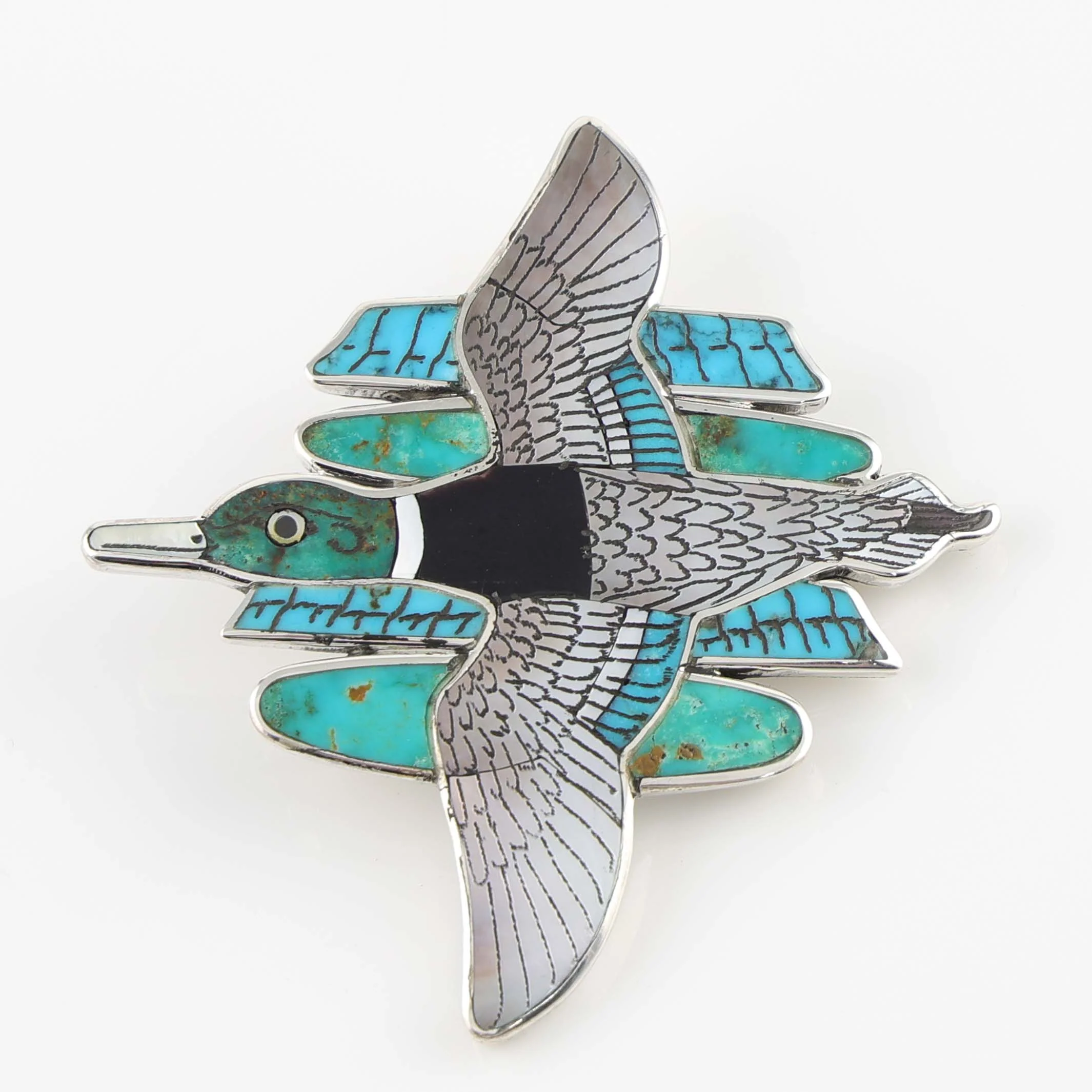 Inlaid Duck Pin and Pendant