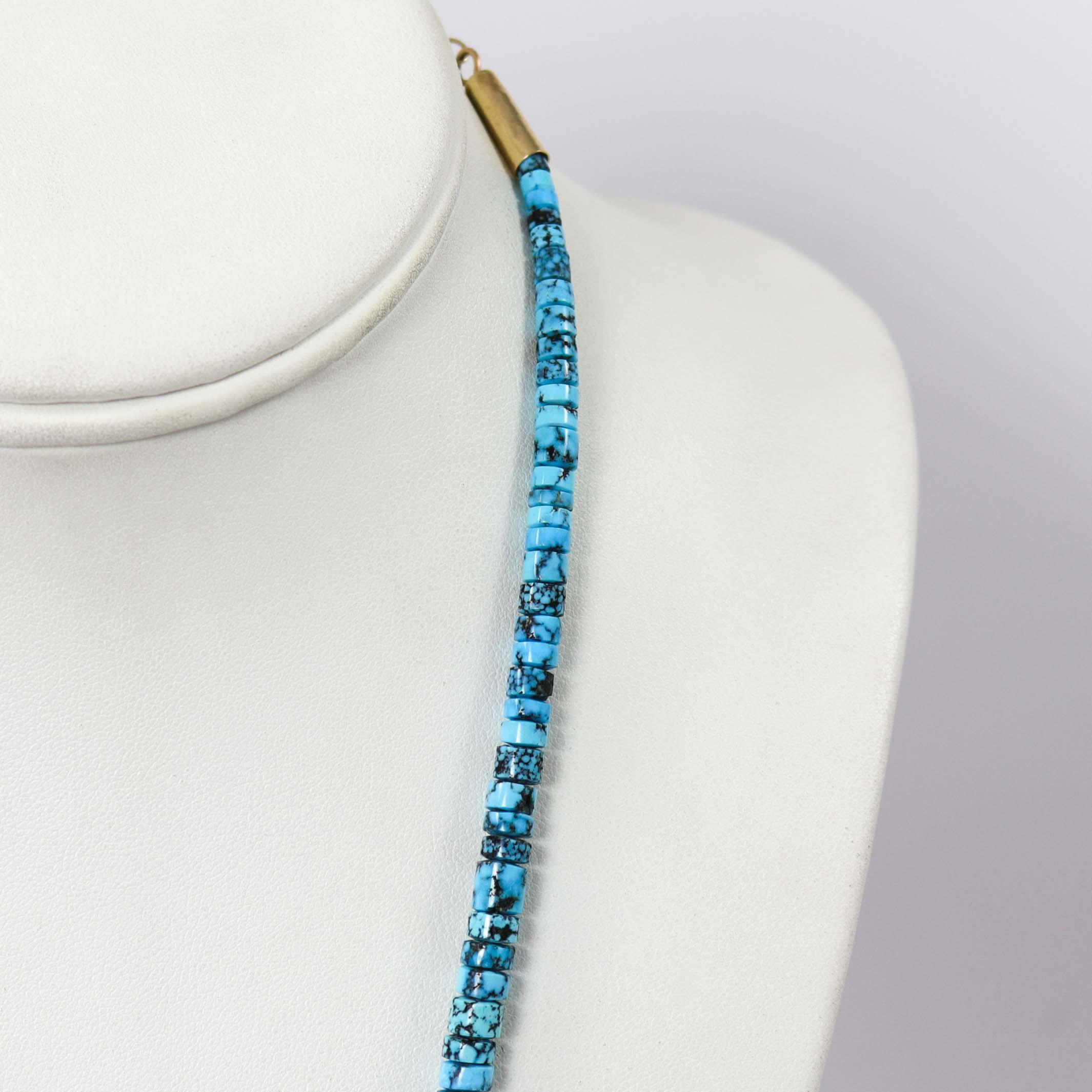 Kingman Turquoise and Gold Necklace - Image 4