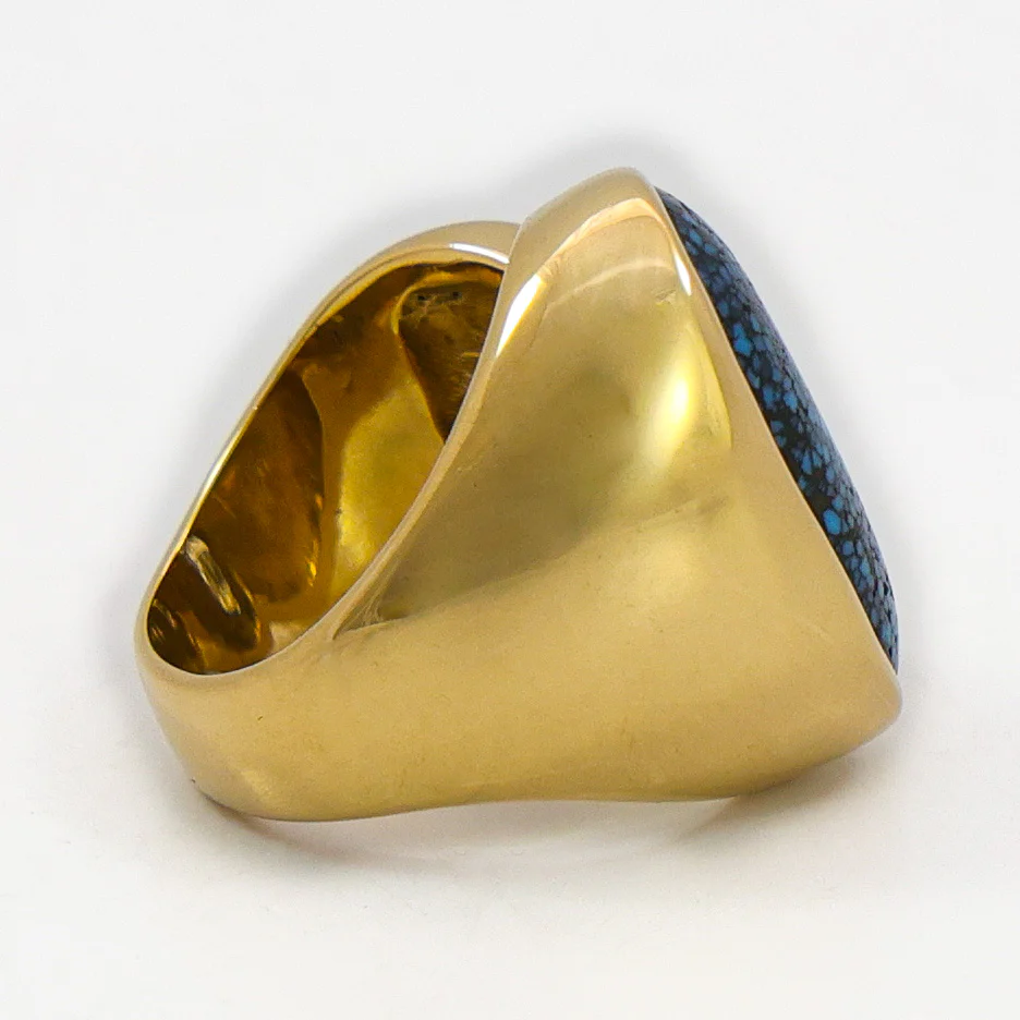Lander Blue Turquoise Gold Ring - Image 8