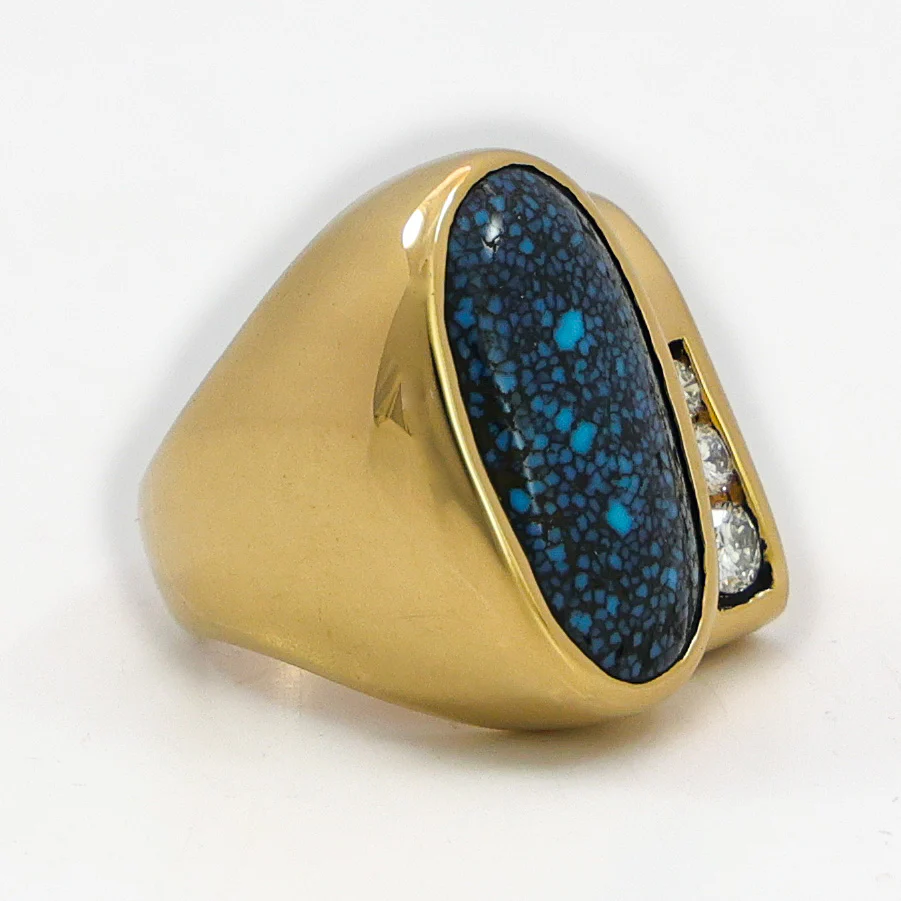 Lander Blue Turquoise Gold Ring - Image 9
