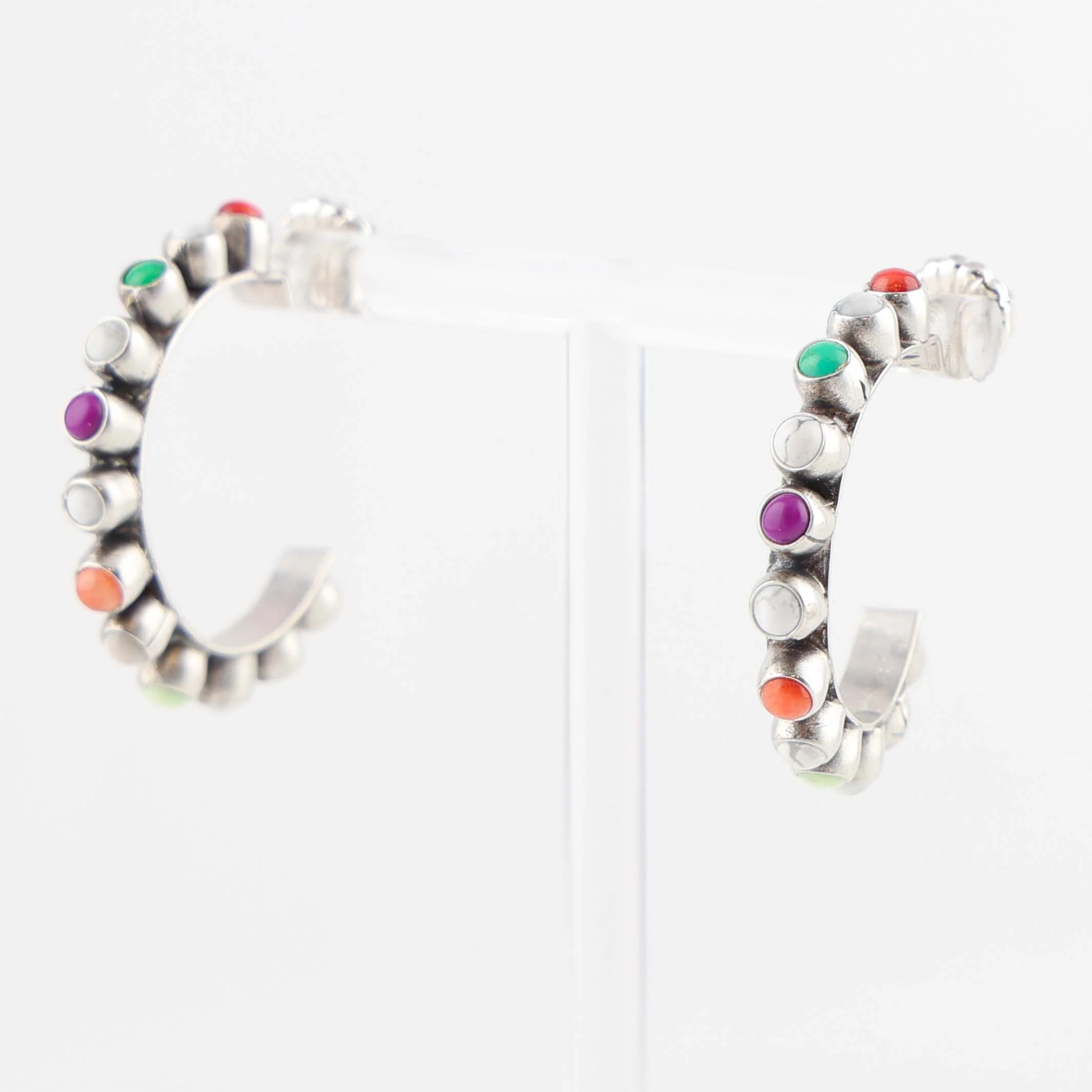 Multi-Stone Hoop Earrings - Image 2
