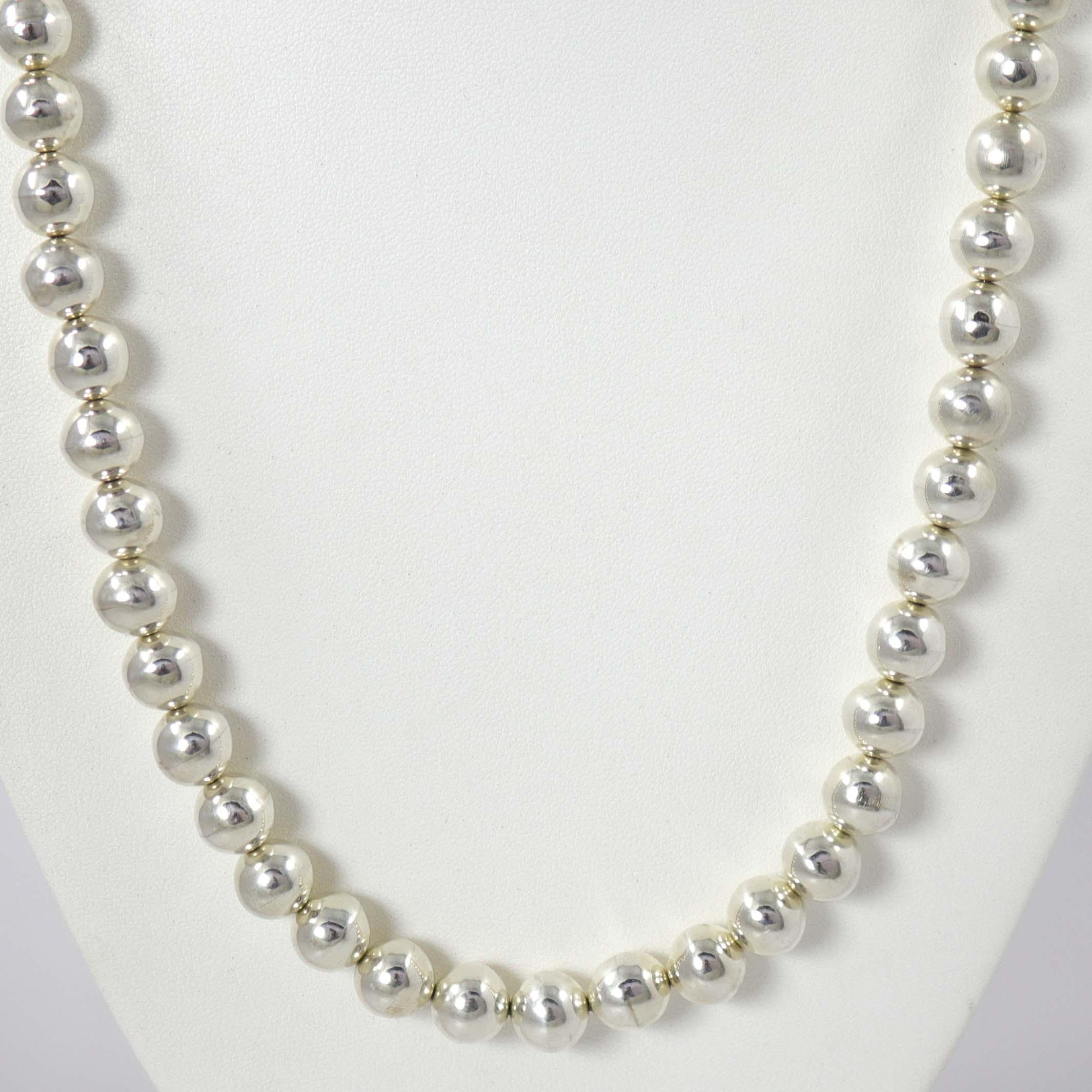 Silver Bead and Coral Necklace - Image 2