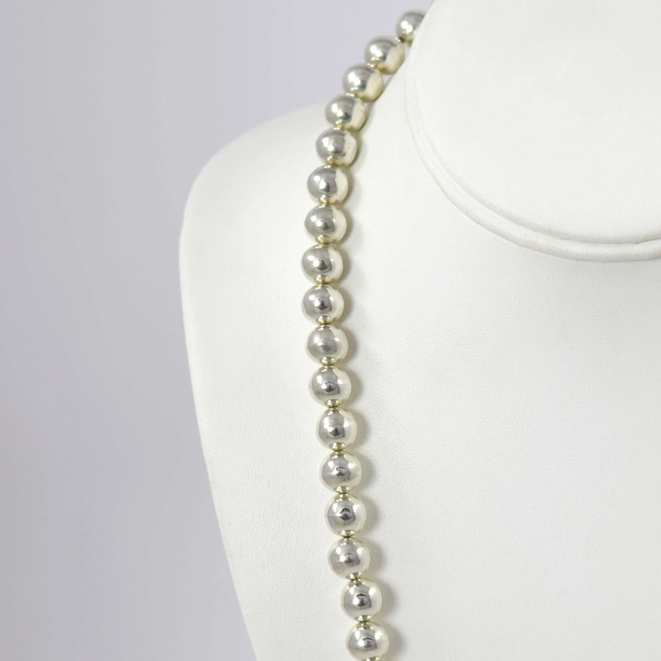 Silver Bead and Coral Necklace - Image 3