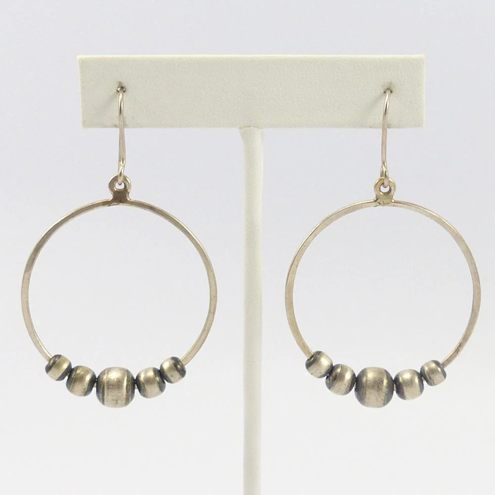 Silver Bead Hoop Earrings