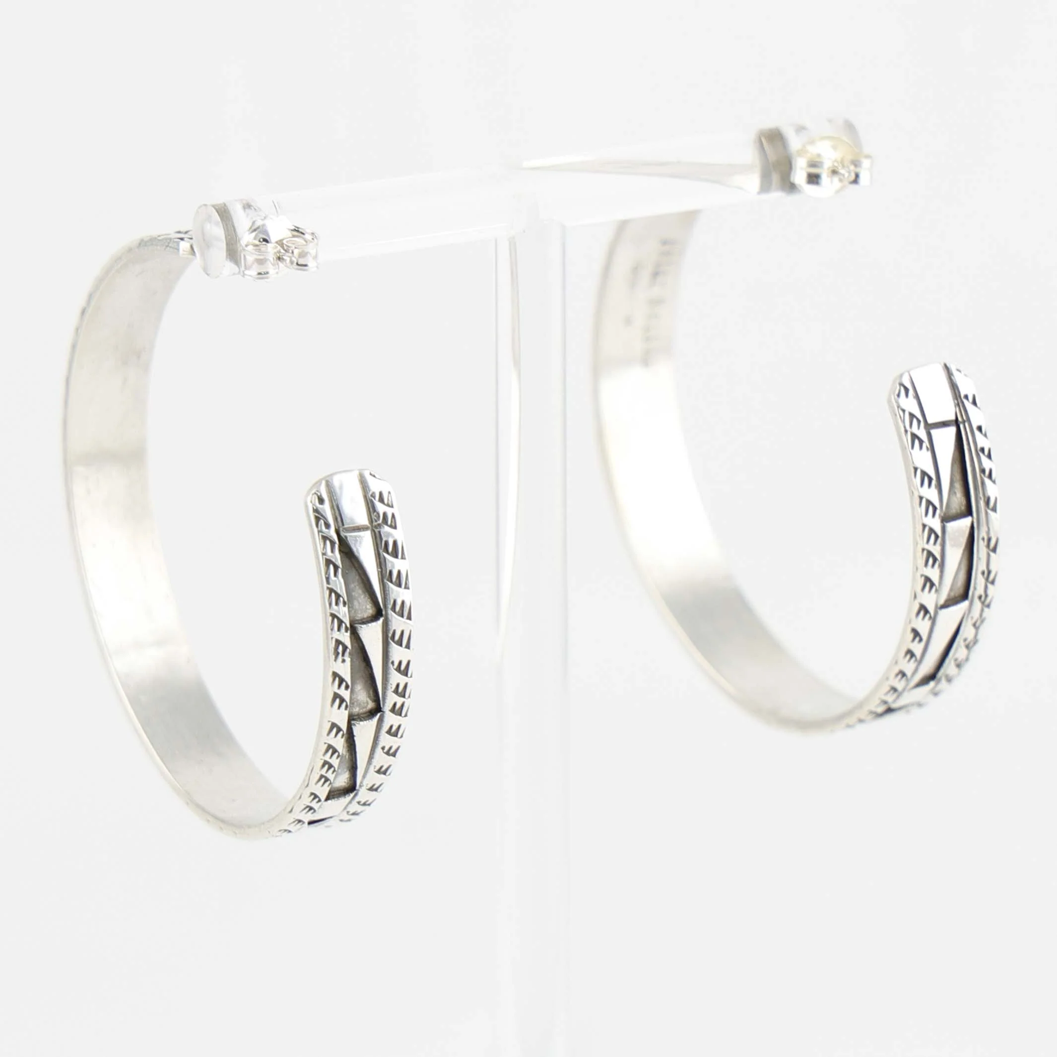 Silver Hoop Earrings - Image 3