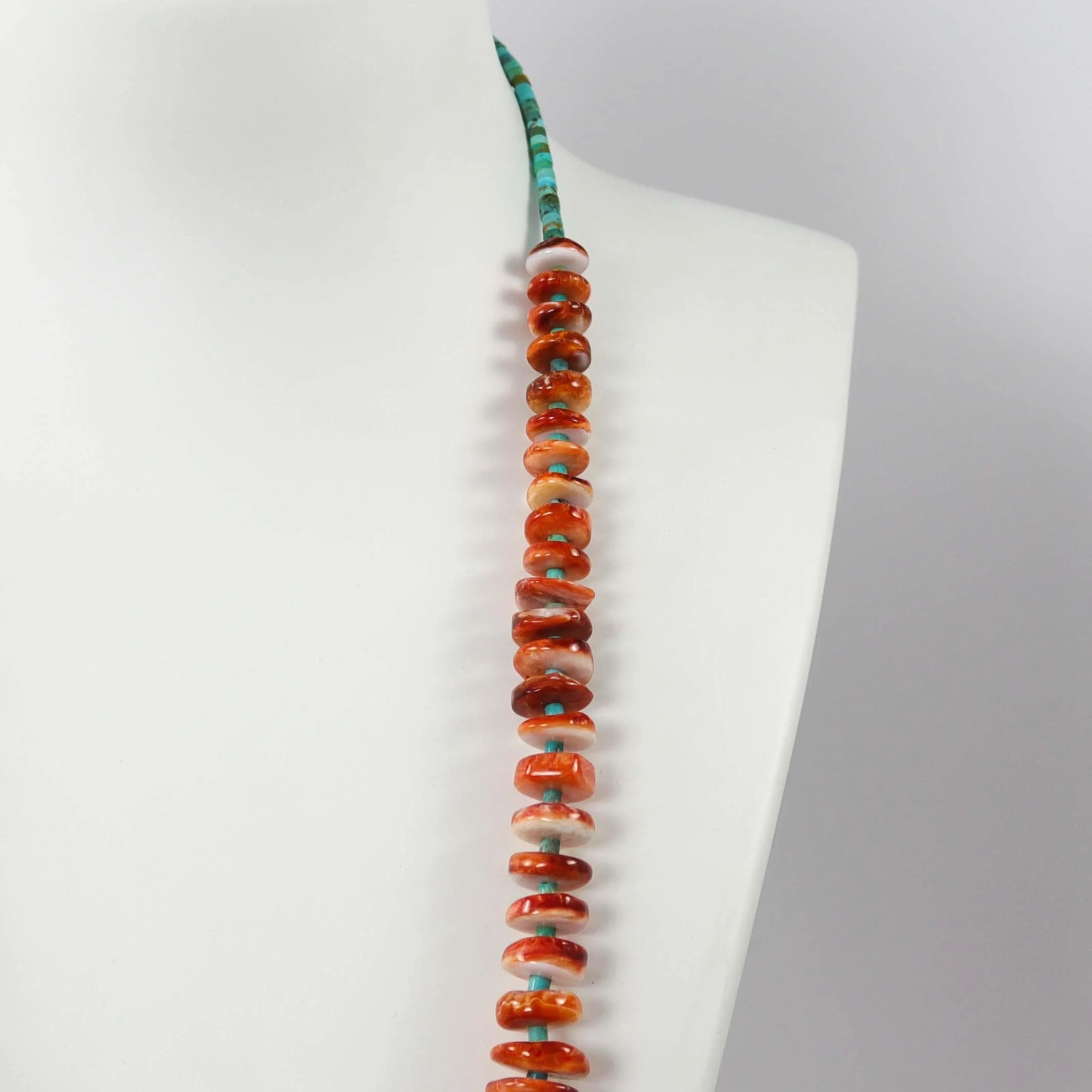 Spiny Oyster Shell and Turquoise Necklace - Image 4