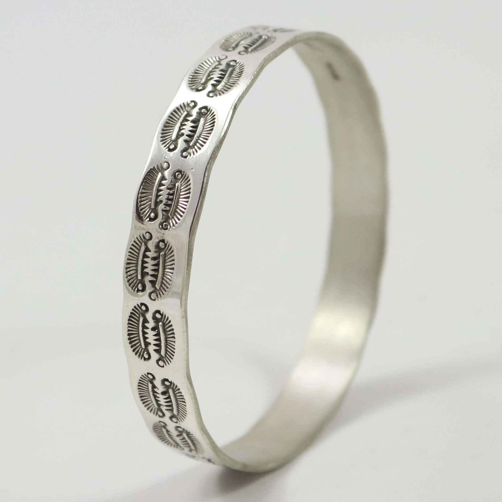 Stamped Silver Bangle - Image 2
